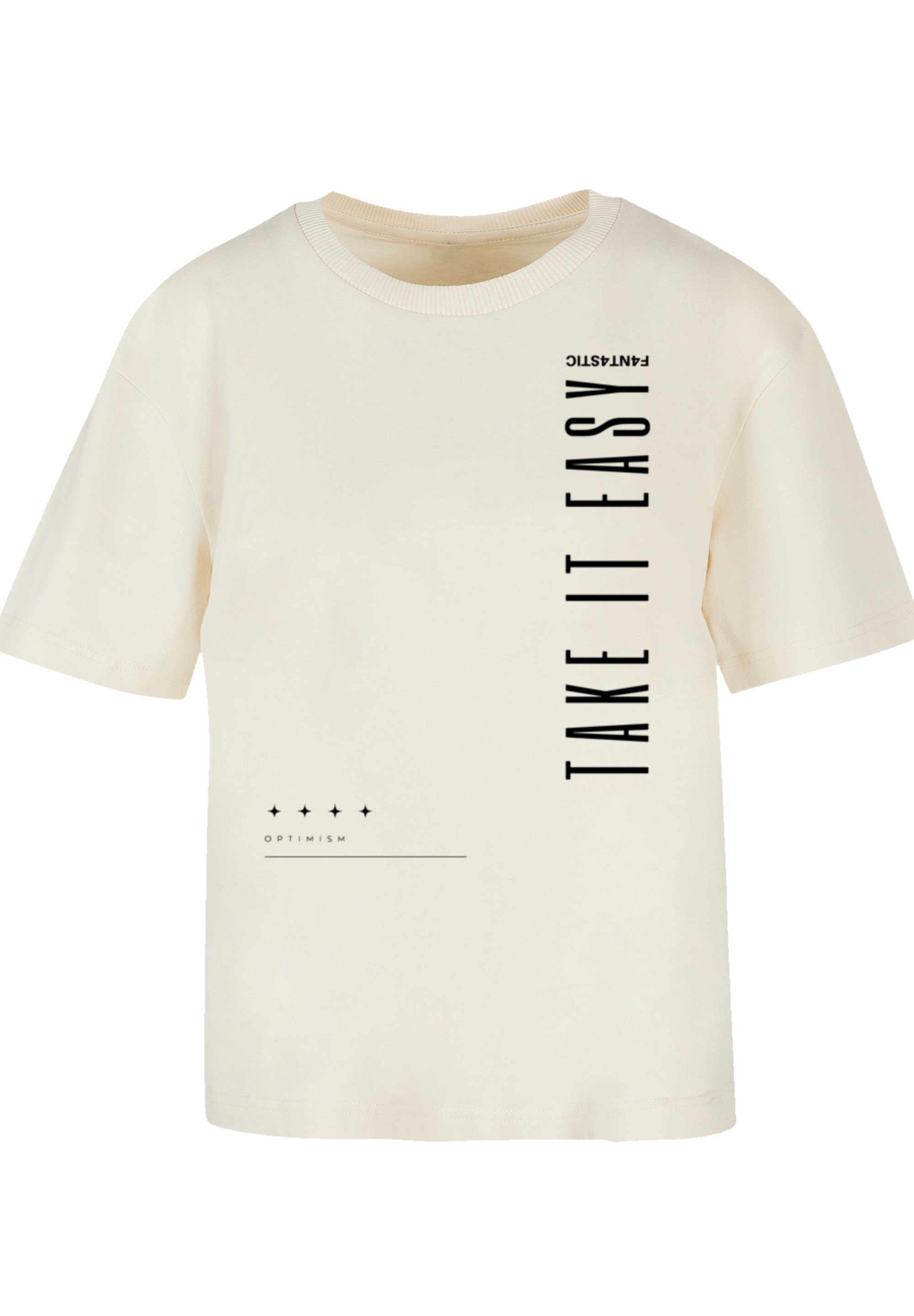 F4NT4STIC T-Shirt Take It Easy Print, Gerippter Rundhalsausschnitt für  stylischen Look