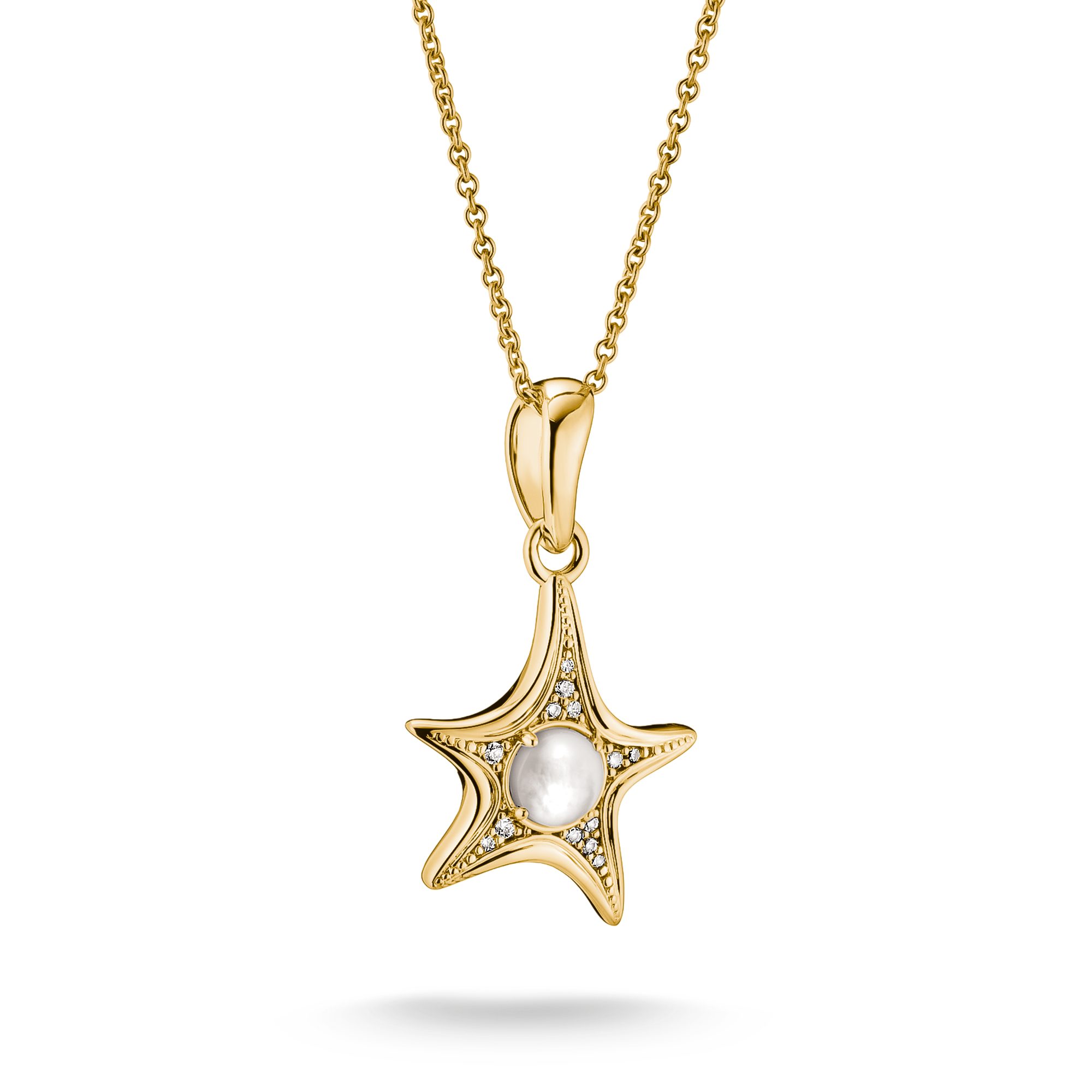 THOMAS SABO Kette mit Anhänger Fluid Elegance Seestern-Design-Kette, mit Zirkonia (synth) - mit Perlmutt