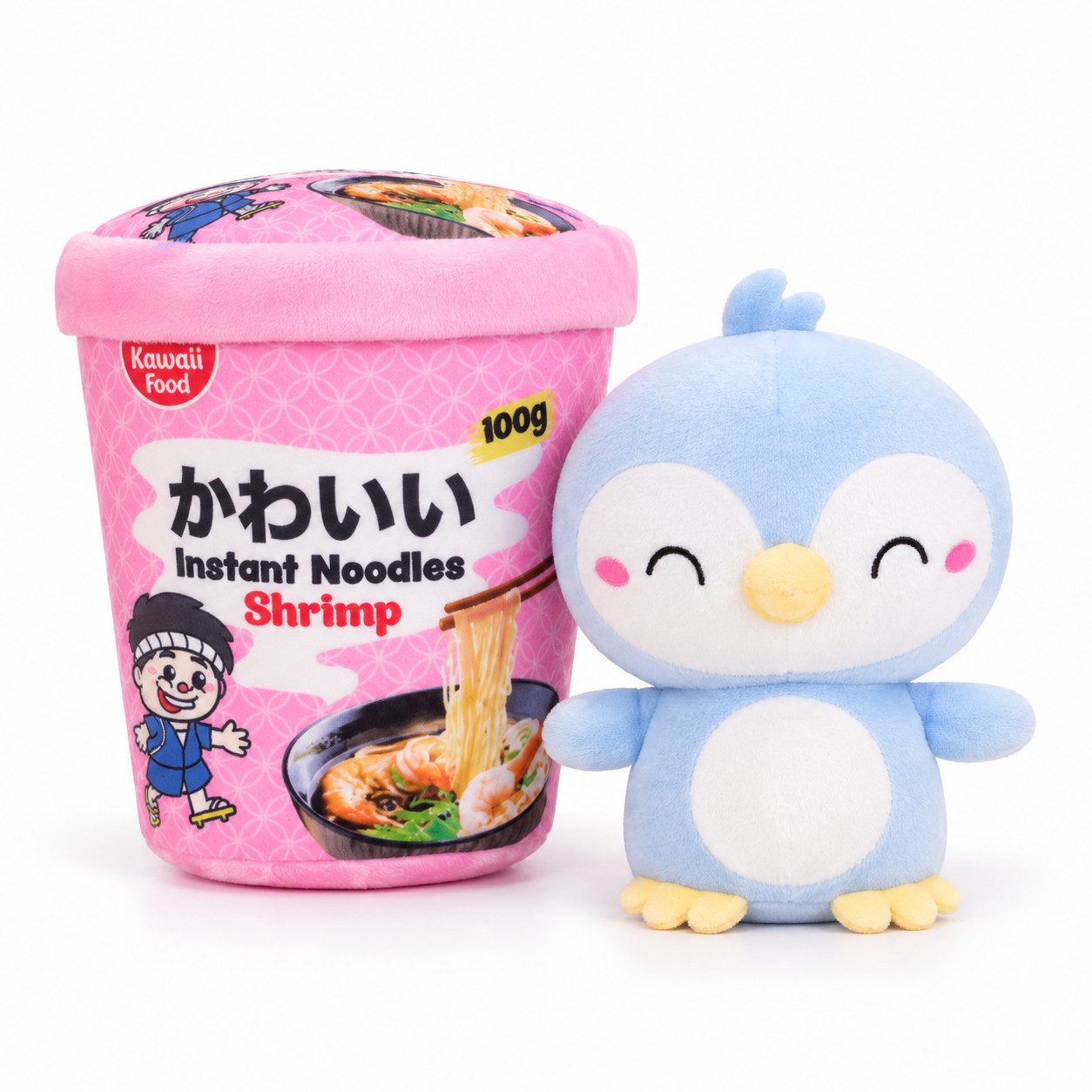 Kawaii Kuscheltier Kawaii Nudelbecher Plüsch Pinguin17 cm (Set, 1-St., Geschenk-Set), Kawaii Plüsch-Nudelbecher mit Tierfigur