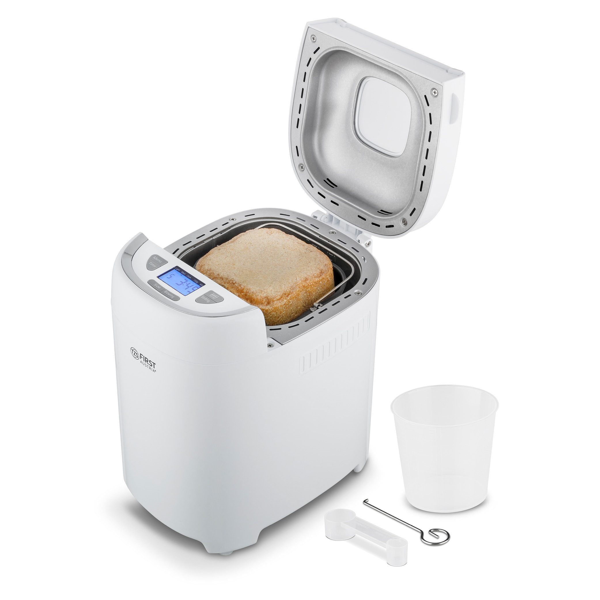 TZS FIRST AUSTRIA Brotbackautomat 550W, 13 Programme, 700g-900g, 3 Bräunungsgrade, Display, Weiß, 13 Programme, 550 W, Timer, Hintergrundbeleuchtung, Bräunungsgrad einstellbar