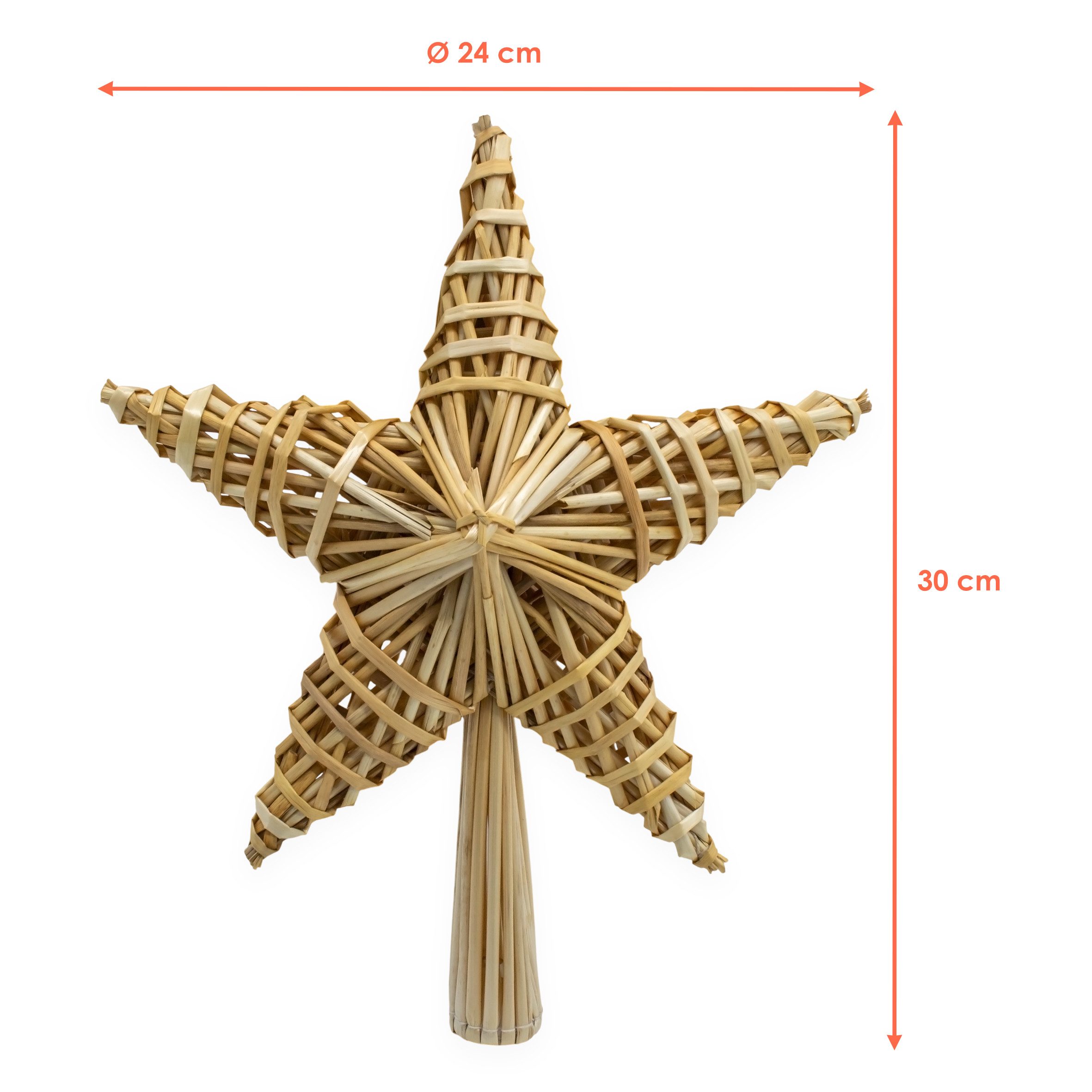 Spetebo Christbaumspitze Strohstern klassisch traditionell - 30 cm (1-tlg), nachhaltig und umweltfreundlich