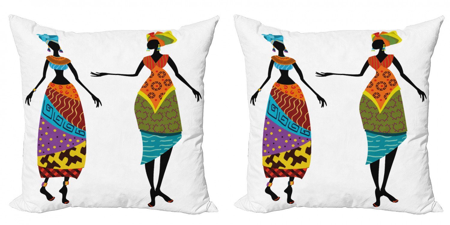 Kissenbezüge Modern Accent Doppelseitiger Digitaldruck, Abakuhaus (2 Stück), afrikanische Frau Kostüme