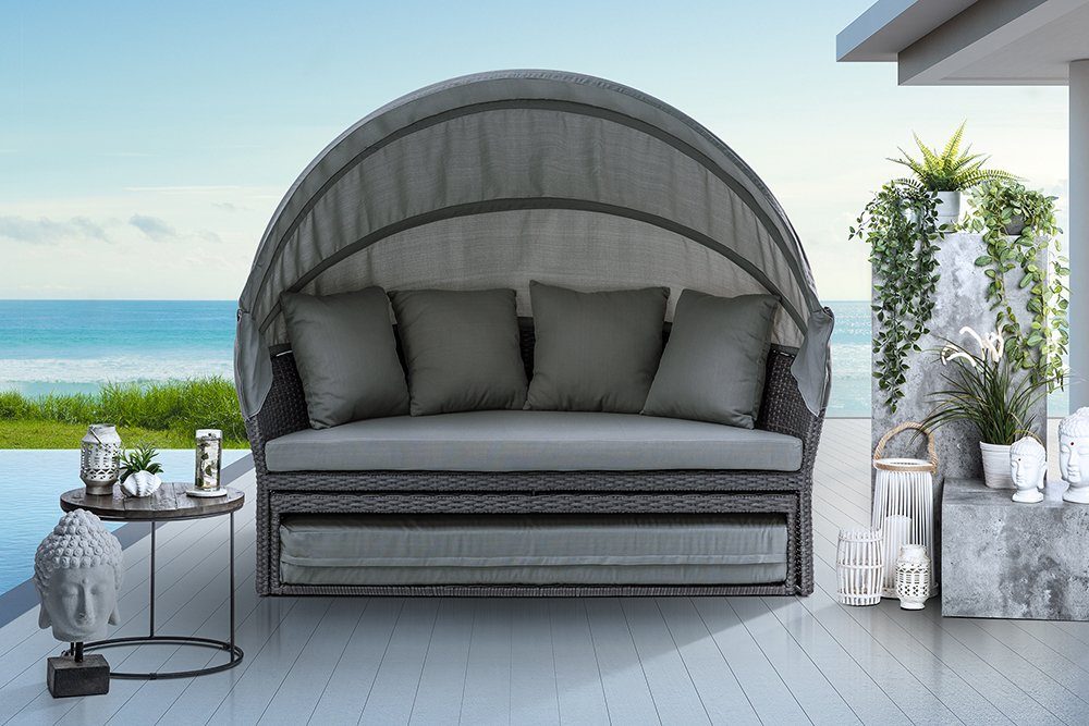 2 riess-ambiente / anthrazit · anthrazit Teile, LIVING · Outdoor 165cm drehbarer Loungebett Sitzfläche grau PLAYA Sonneninsel | Gartenmöbel · · Modern grau,