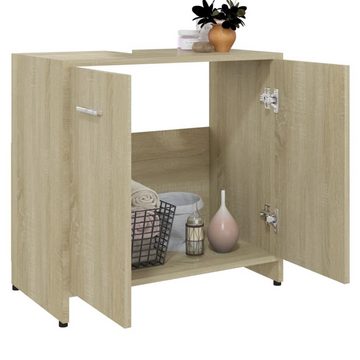 vidaXL Badezimmer-Set Badezimmerschrank Sonoma-Eiche 60x33x61 cm Holzwerkstoff, (1-St)