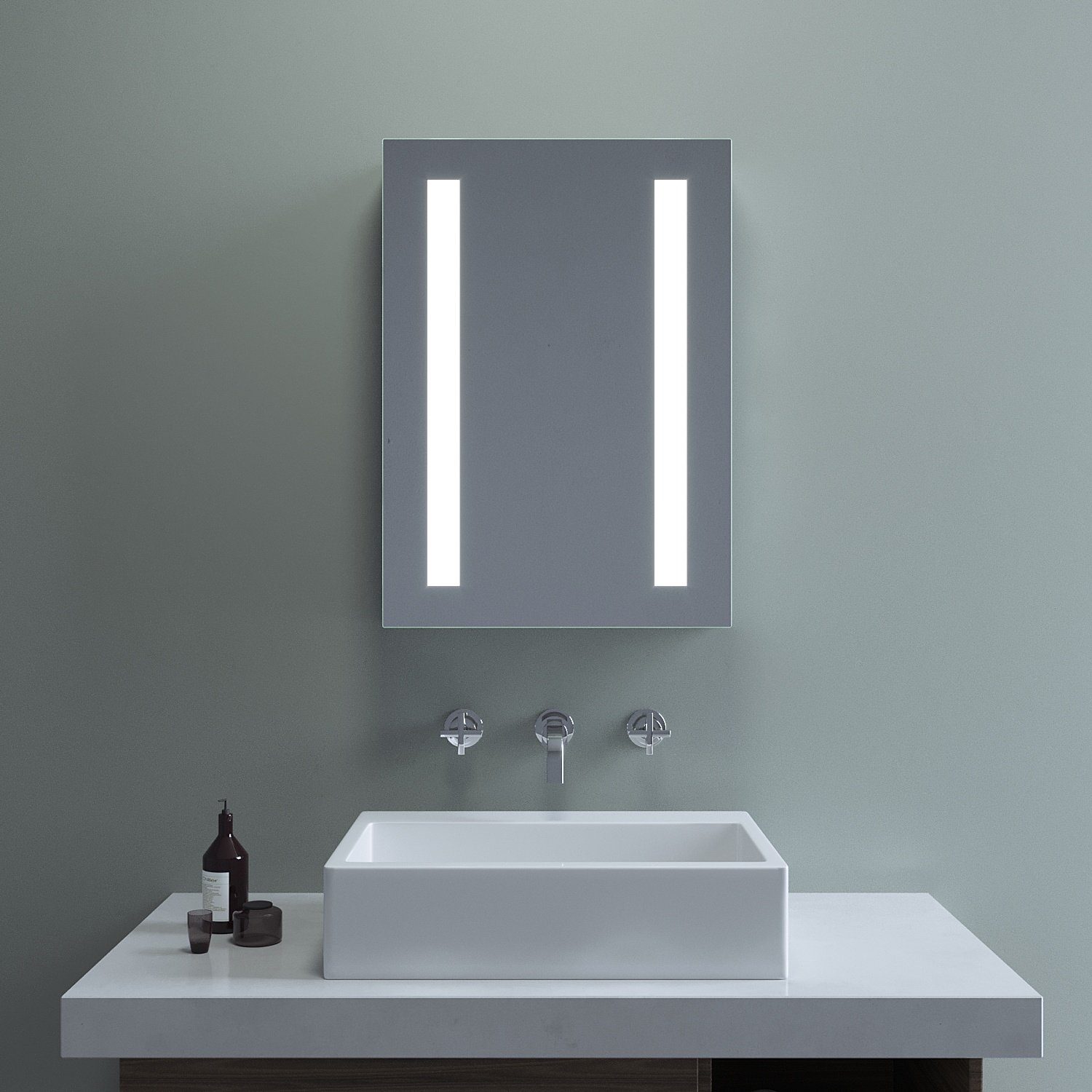 AQUABATOS Spiegelschrank Spiegelschrank Bad mit Beleuchtung Badezimmerschrank Badspiegel 2 Glaseinlegeböden, Beschlagfrei, IR-Sensor, Dimmbar, Memory-Funktion, IP44