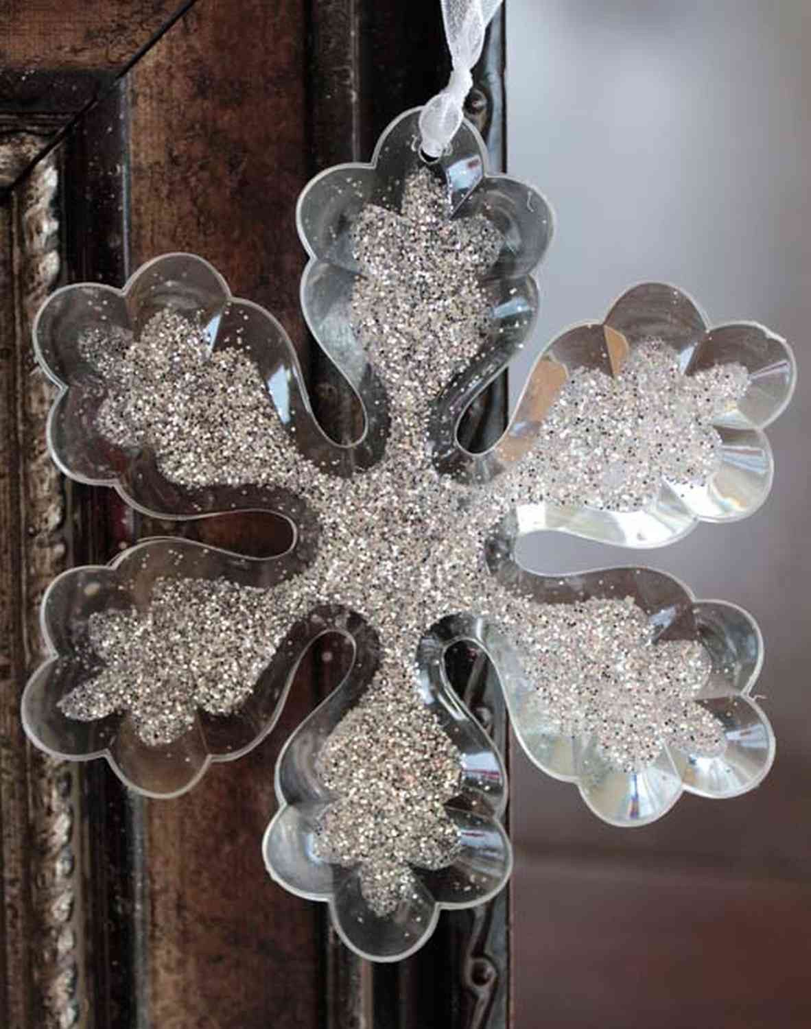 INNA-Glas Christbaumschmuck Acryl Hänger Schneeflocke YLVALIE, 2 Stück, Glitzer, transparen