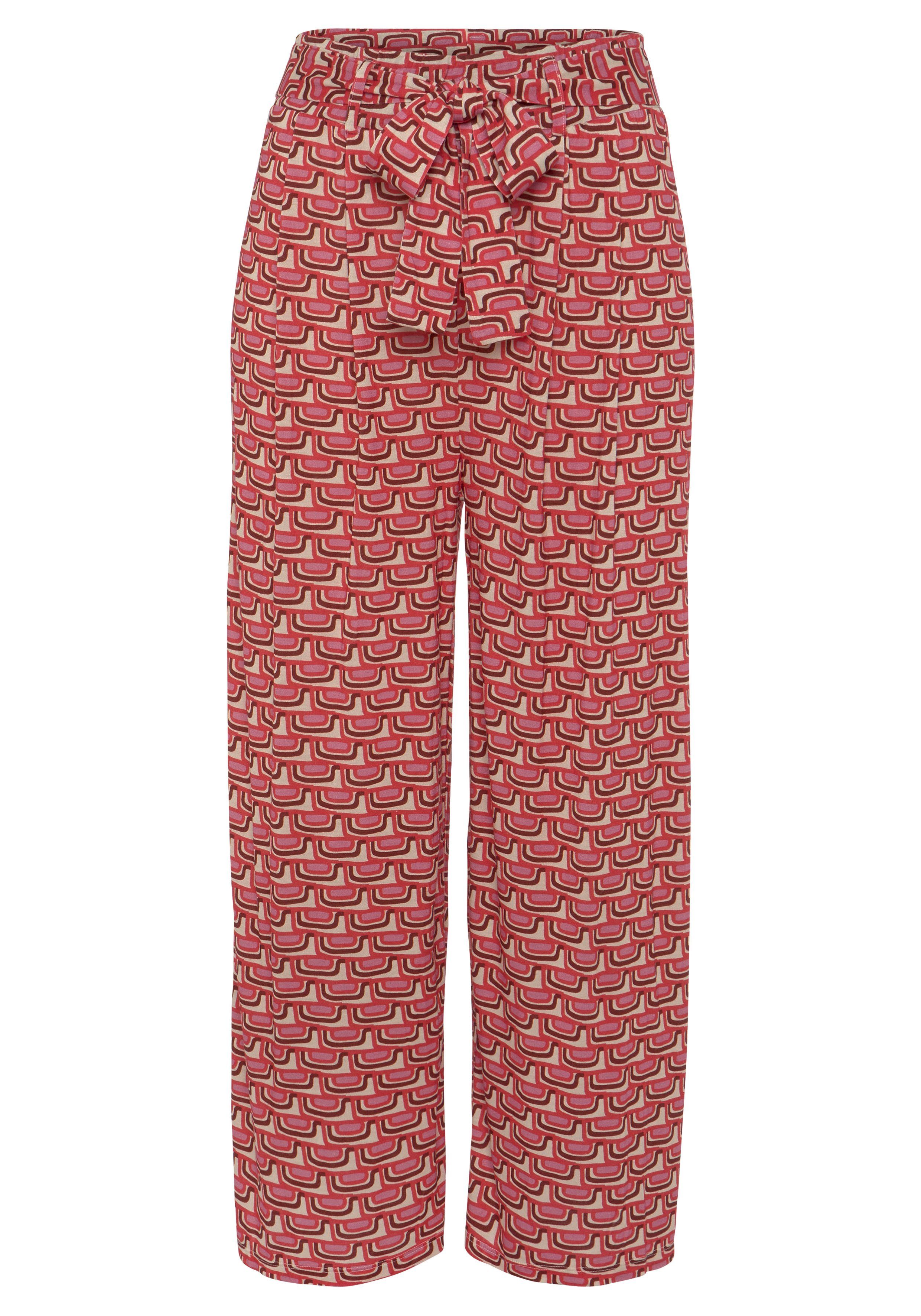 Vivance Culotte (mit Bindegürtel) mit Retroprint, leichte Jerseyhose, Sommerhose