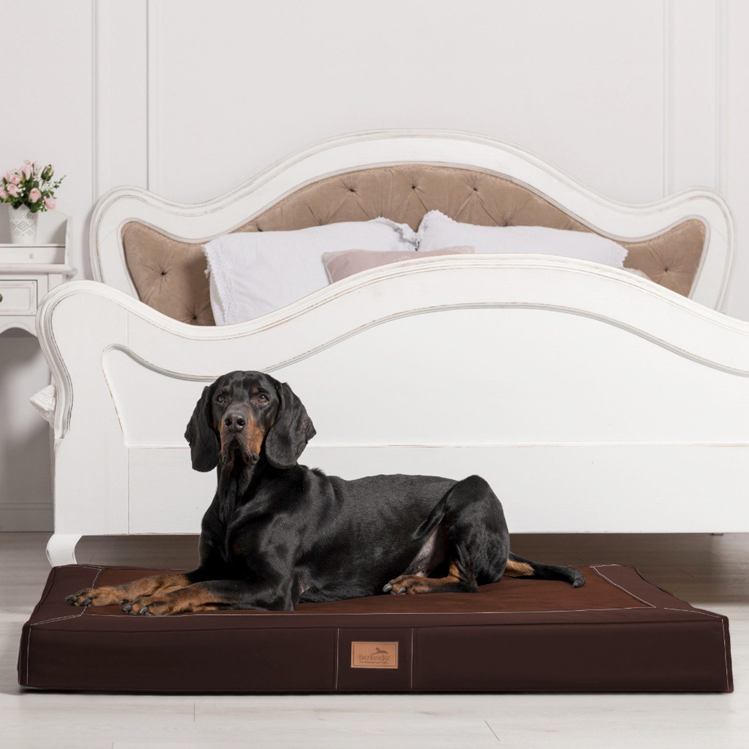 tierlando® Tierbett OSCAR VISCO Orthopädische Hundematratze Kunstleder Velours