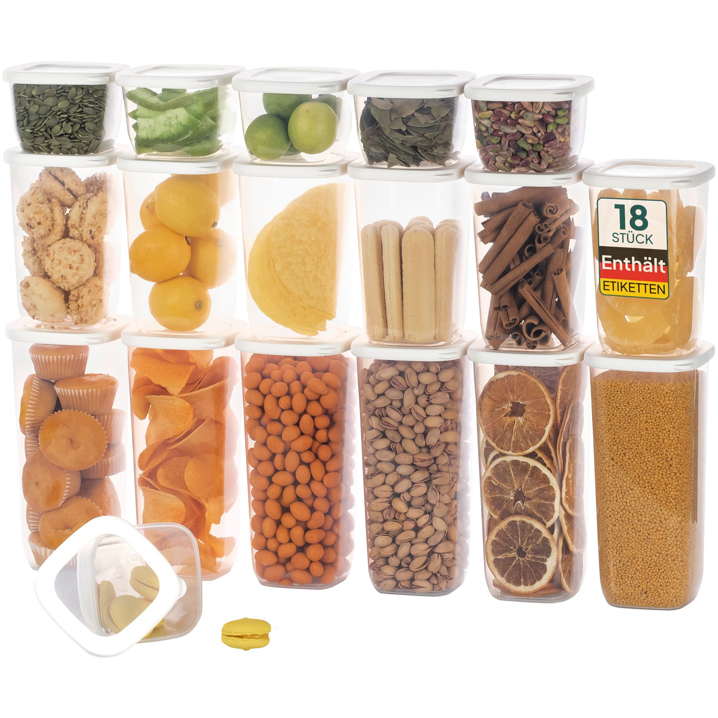 uandu home Vorratsdose Vorratsdosen mit Deckel Luftdicht, Vorratsbehälter Set, BPA Frei, (Vorratsbehälter Set, Aufbewahrungsbox Küche, Luftdichte Aufbewahrungsbox im Set inkl. 80 Etiketten, BPA Frei Kunststoff, Vorratsbehälter Set, Vorratsdosen für alle trockenen Lebensmittel), Tupperdosen Set, Meal Prep Boxen, Aufbewahrungsbox Küche