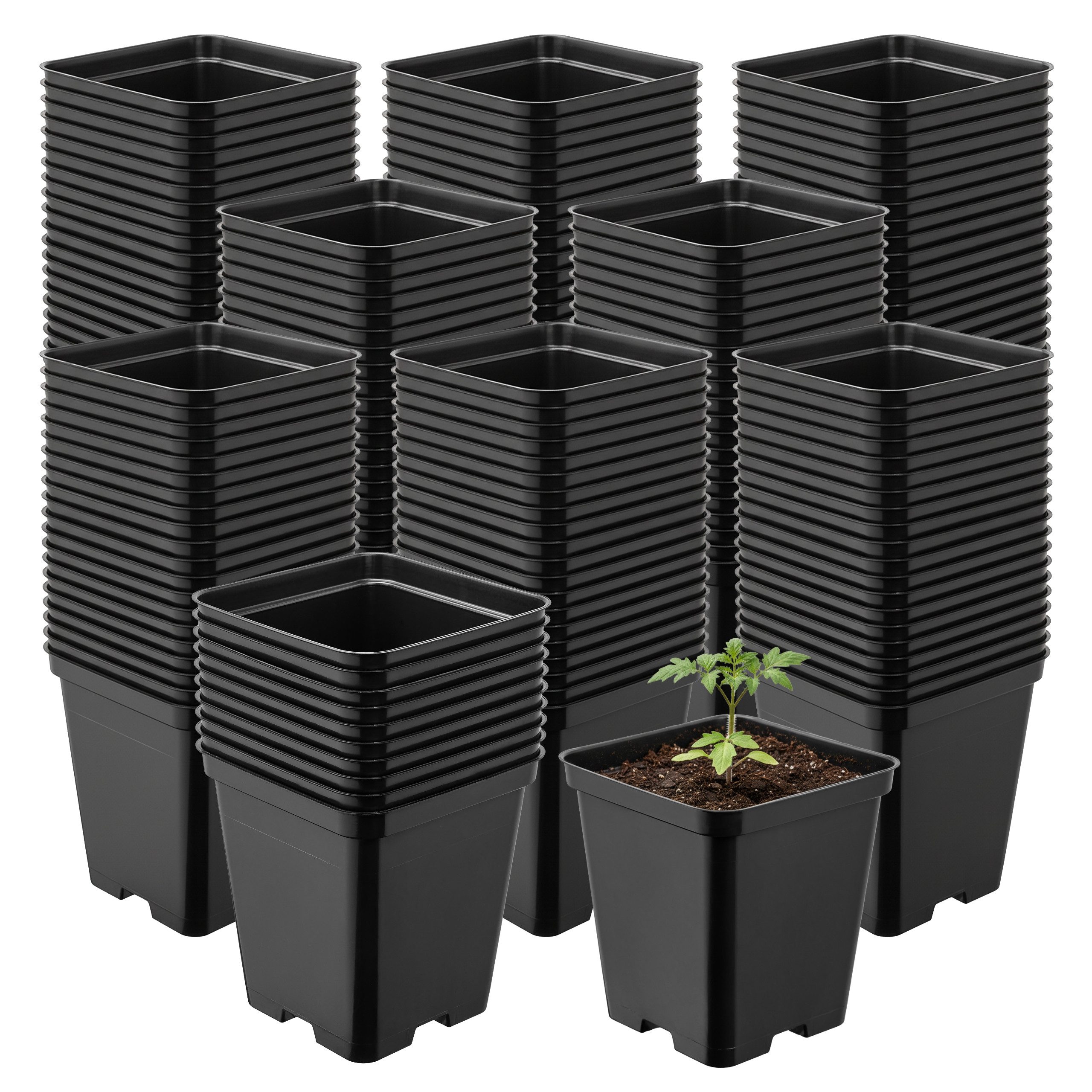 Garronda Blumentopf Kunststoff eckig mit Drainagelöchern Blumentopf für Garten GD-0199 (200 St., 200er Set)