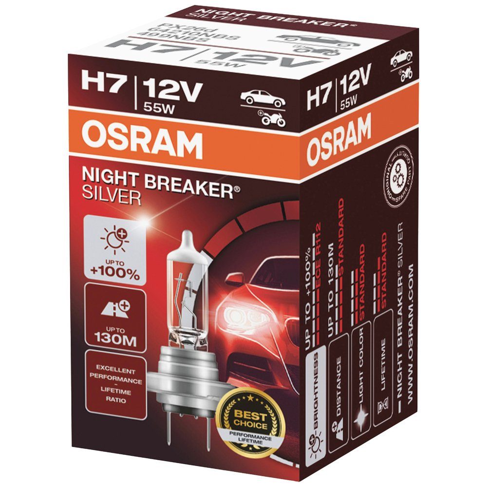 Osram KFZ-Ersatzleuchte H7 OSRAM Breaker® 12 V Night 64210NBS Leuchtmittel Silver Halogen W 55