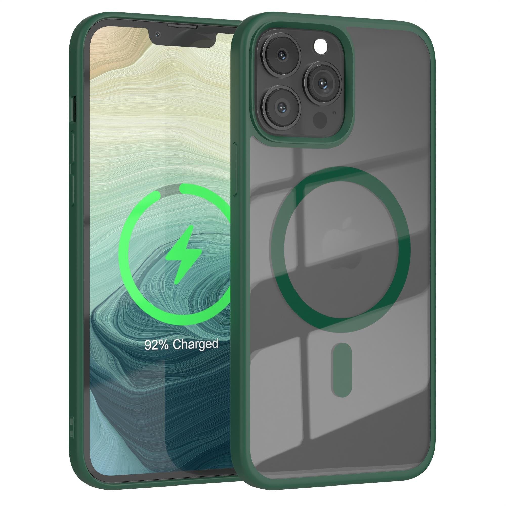 EAZY CASE Handyhülle Transparente Hülle mit MagSafe iPhone 13 Pro Max 6,7 Zoll, TPU Hülle, flexibel, Clear Case Silikonhülle anti-kratz Backcover Grün
