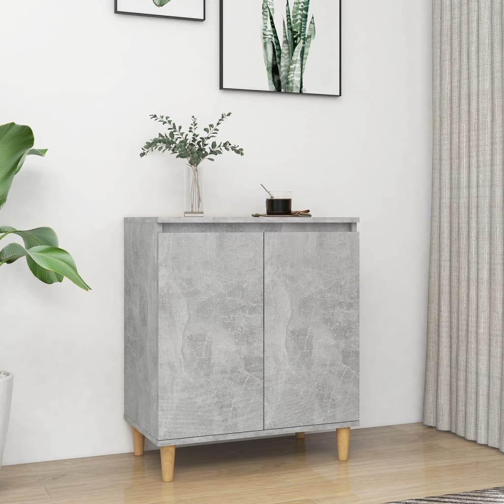 furnicato Sideboard Betongrau 60 x 35 x 70 cm mit Massivholz-Beinen (1 St)