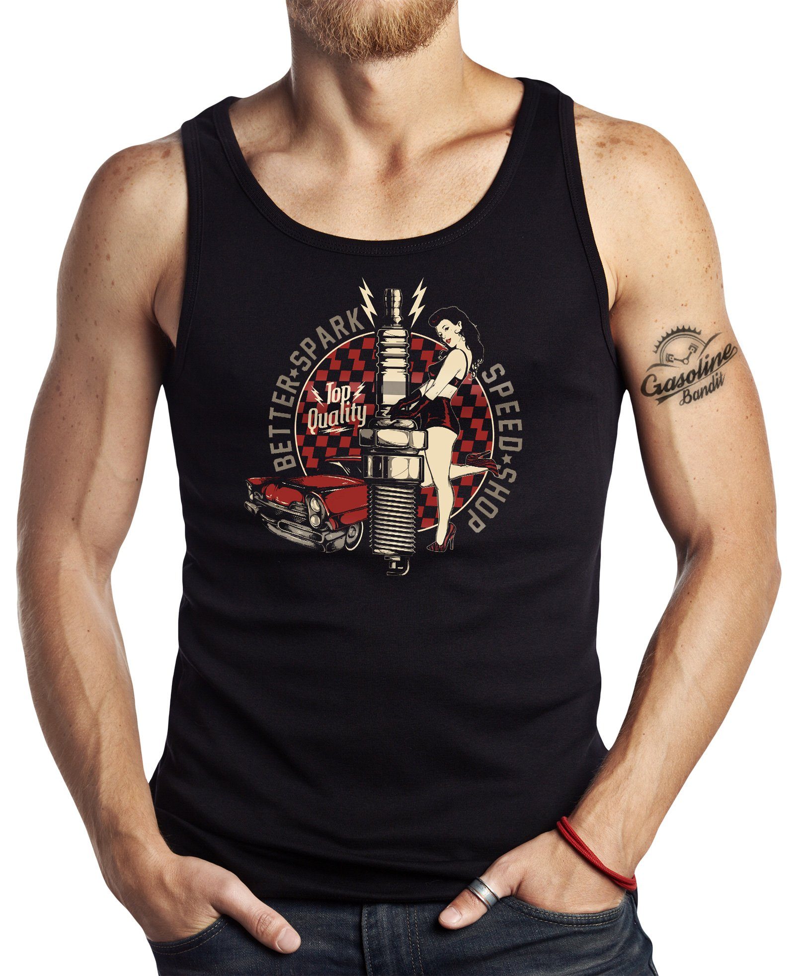 GASOLINE BANDIT® Tanktop für Hot-Rod Biker Racer Fans: Better Spark - Speed Shop