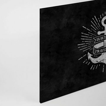 A.S. Création Leinwandbild blackboard 6, (1 St), Schwarz-Weiß Anker Keilrahmen Bild Tafel