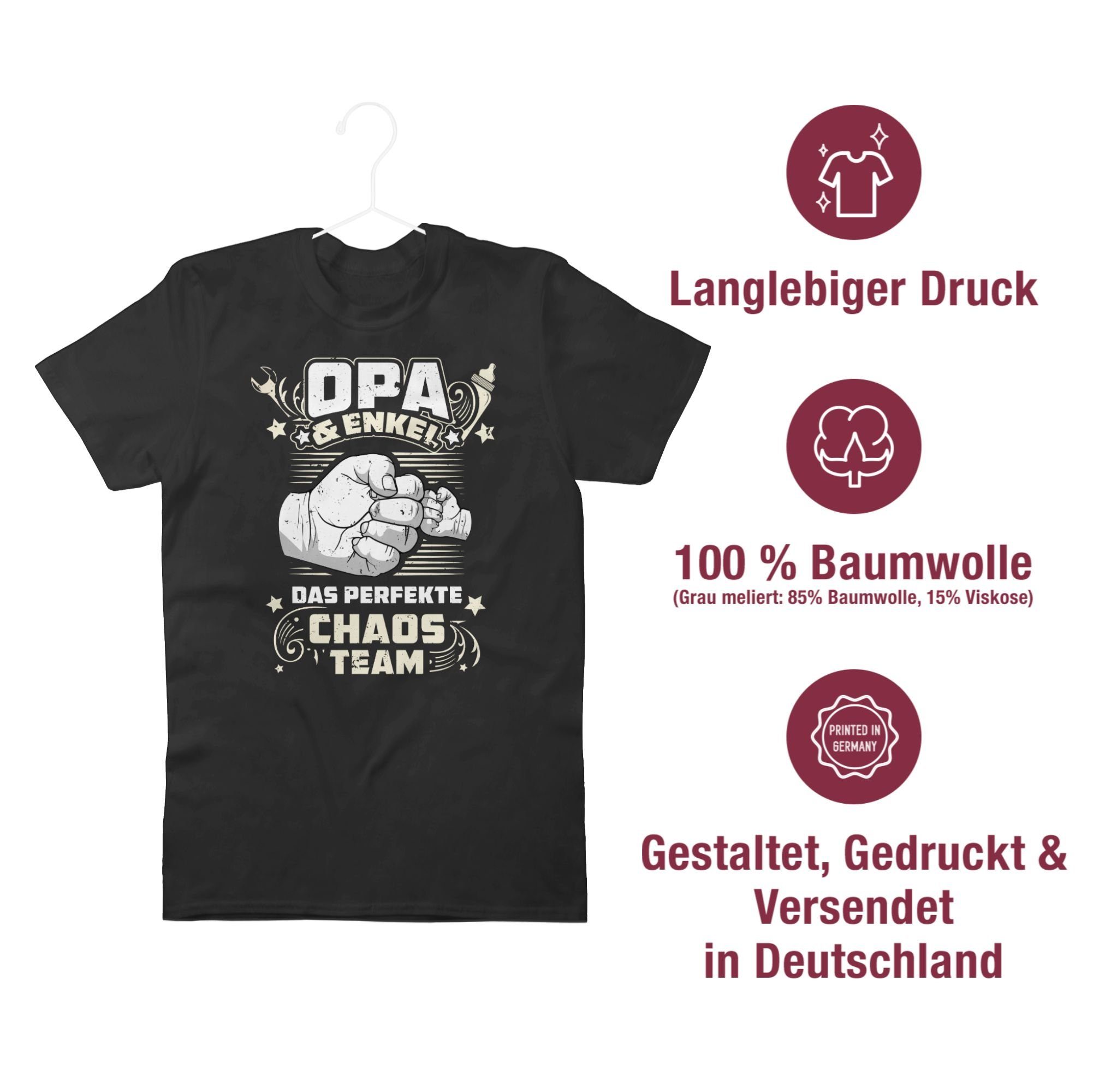 Opa Shirtracer weiß Geschenke Das Team Opa Chaos Vintage & - Schwarz - perfekte 01 T-Shirt Enkel