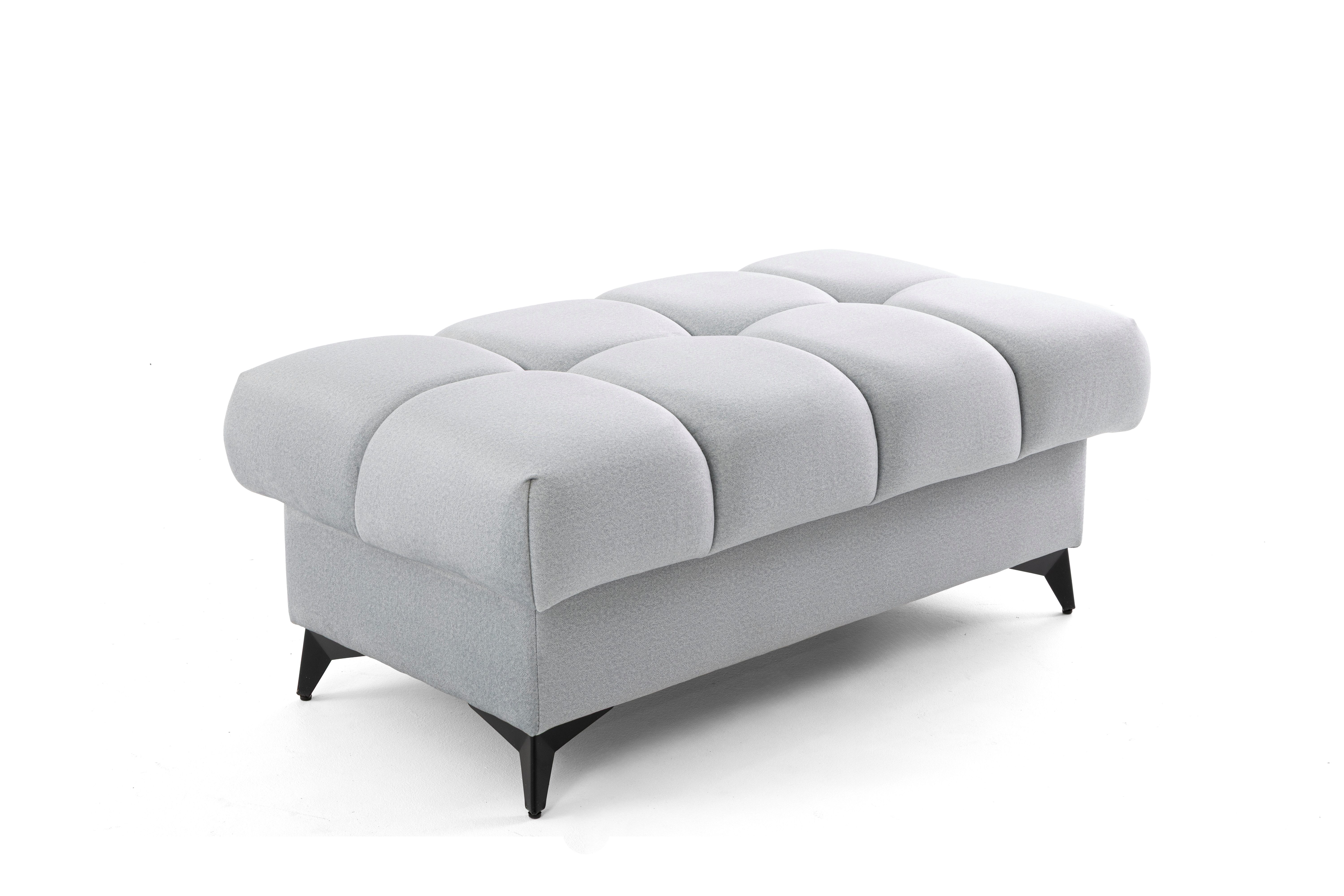 Muffo Hocker PUDDING (Mit großem Vorratsbehälter 95x45 cm, elegante tiefe Naht), Metallfüßen