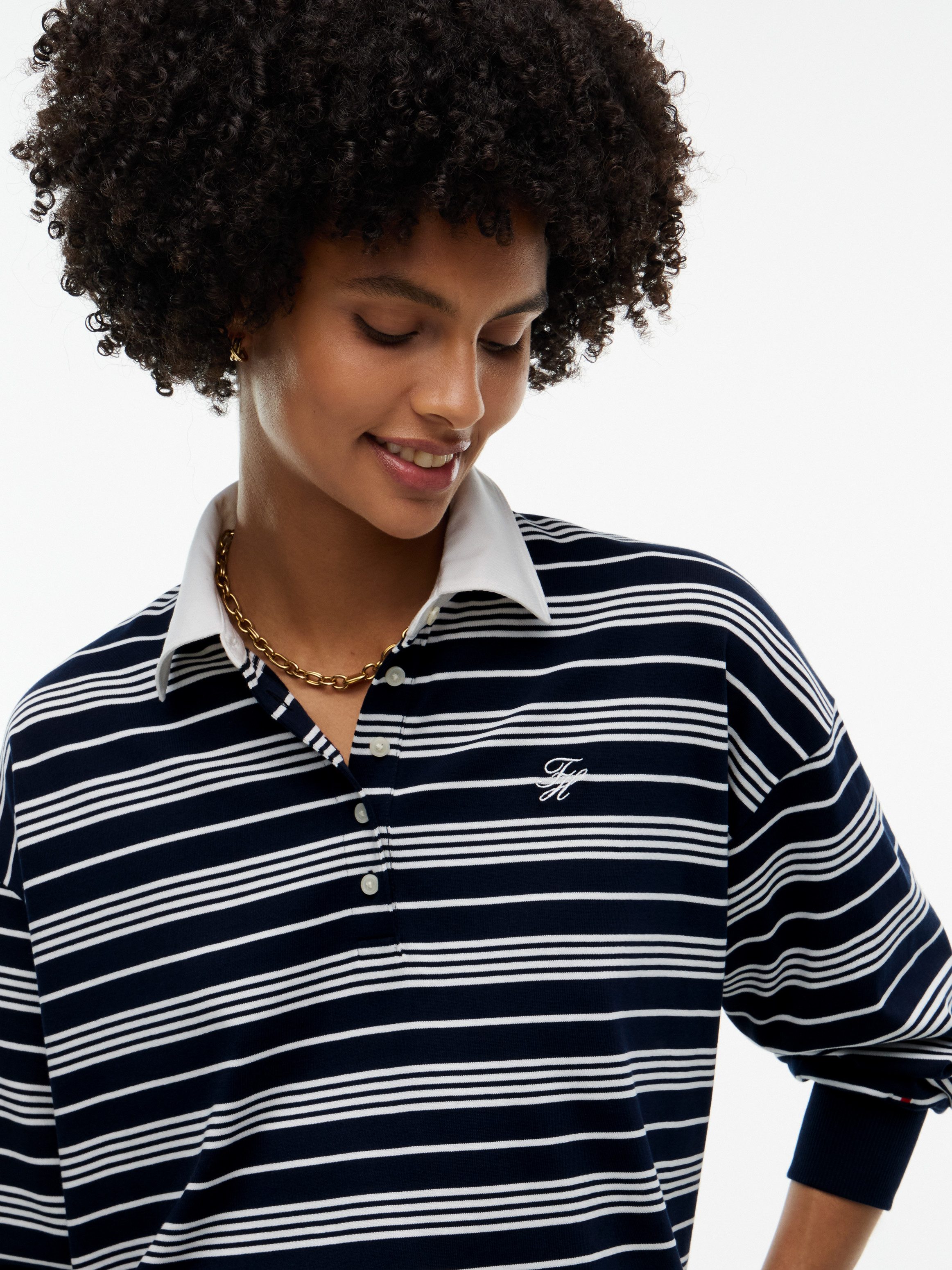 Tommy Hilfiger Sweatshirt RUGBY STP LS POLO SWEATSHIRT Baumwolle – Bild 2 von 5
