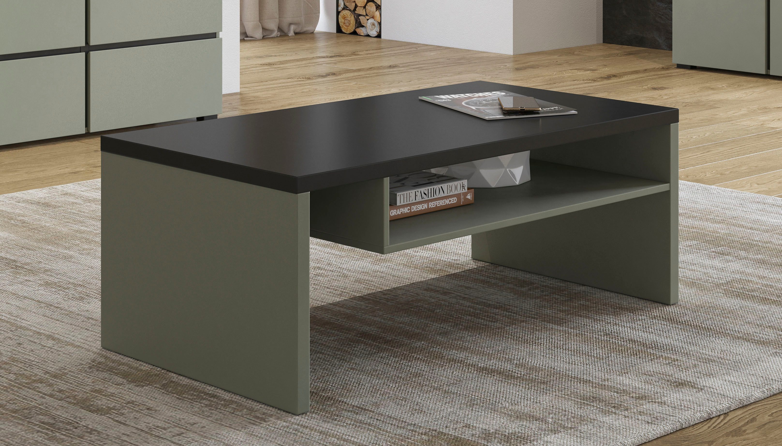 OTTO home Couchtisch Cross, Breite 120 cm, moderner Sofatisch für Wohnzimmer, Tisch mit offenem Fachboden