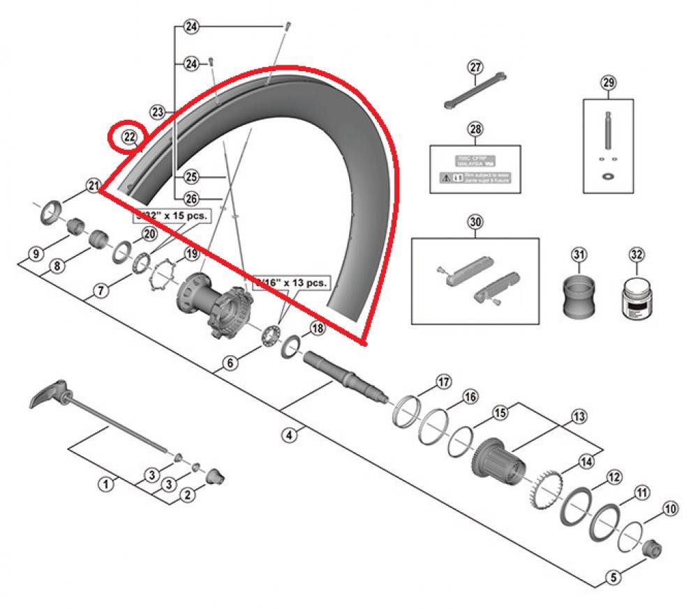Shimano Felgenbremse SHIMANO RIM FOR WH-R9200-C60-R Rear 21H Tubular ? Felge für Rennrad-La