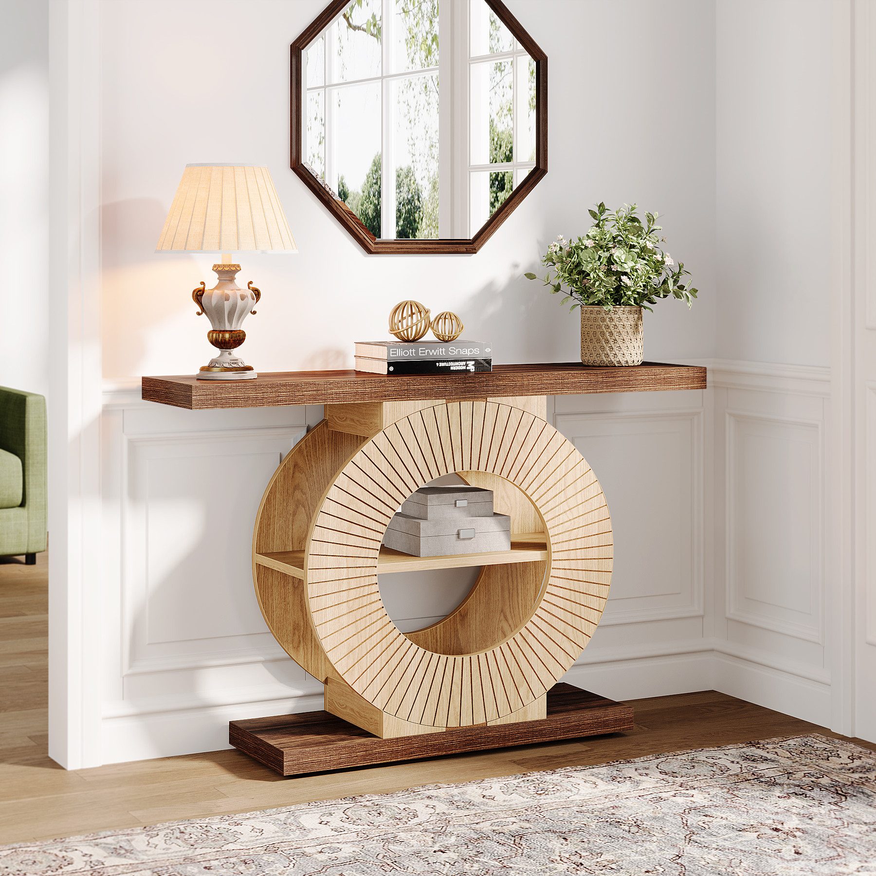 Tribesigns Konsolentisch Flurtisch mit Lagerung, 100 cm Holz Eingangstisch günstig online kaufen