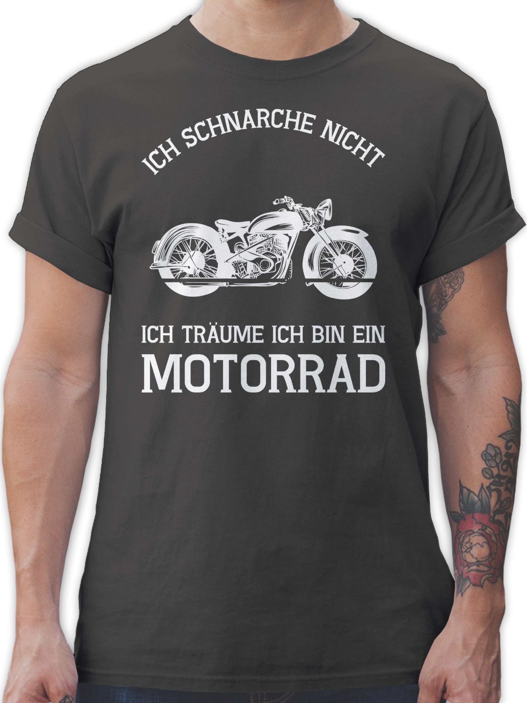 Shirtracer T-Shirt Ich schnarche nicht ich träume ich bin ein Motorrad Sprüche Statement 02 Dunkelgrau