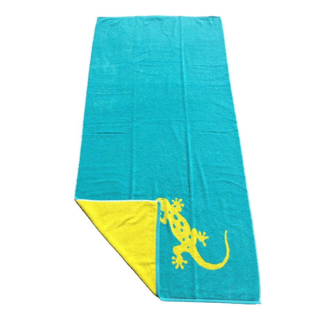 Trend Strandtuch Strandlaken Geco Türkis Lime, Jacquard-Walkfrottee (1-St), Strandtuch, Badetuch, Handtuch – Bild 2 von 2
