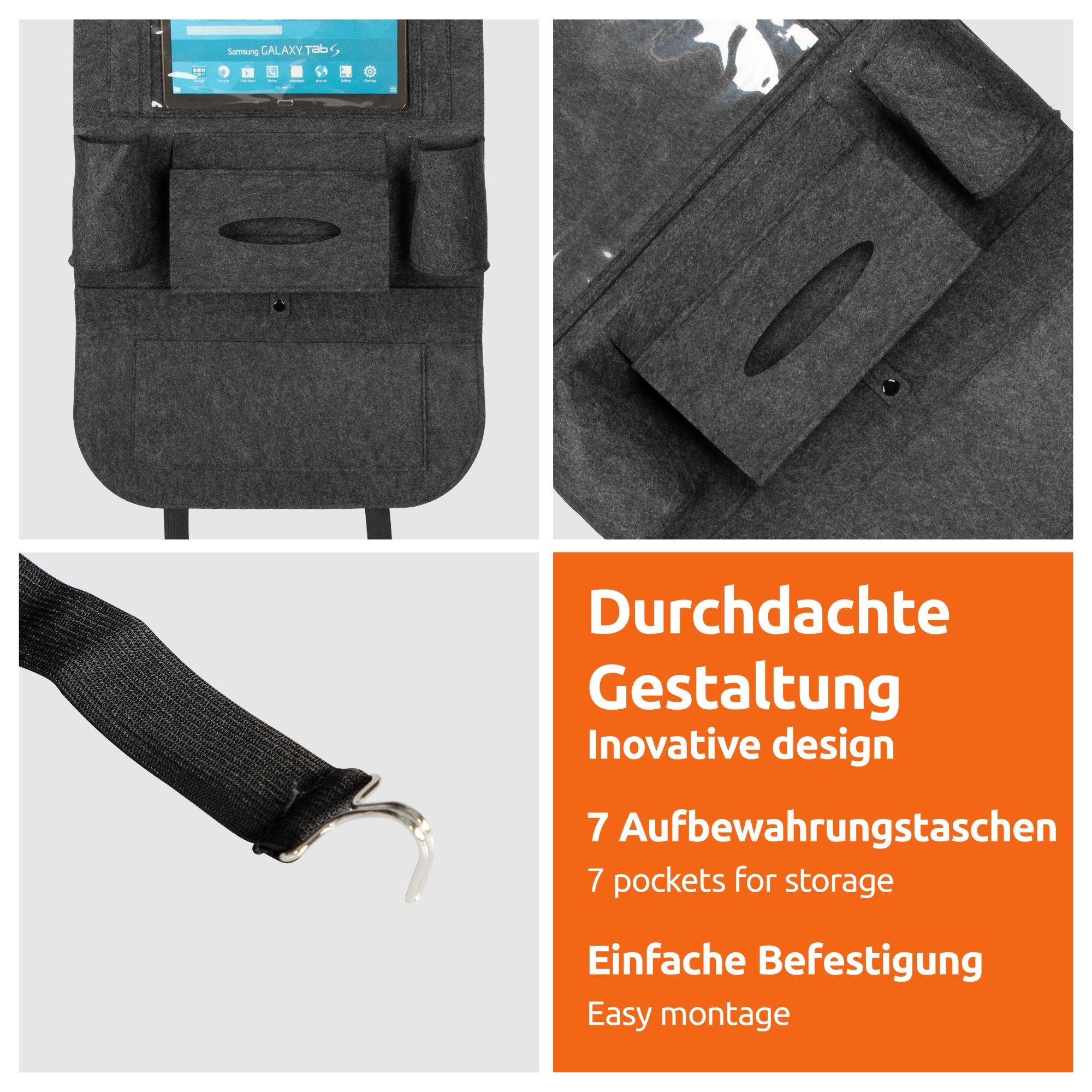 ECENCE Auto-Rückenlehnentasche Rückenlehnen-Schutz 1x Filz Auto Rücksitzschoner (1-tlg)