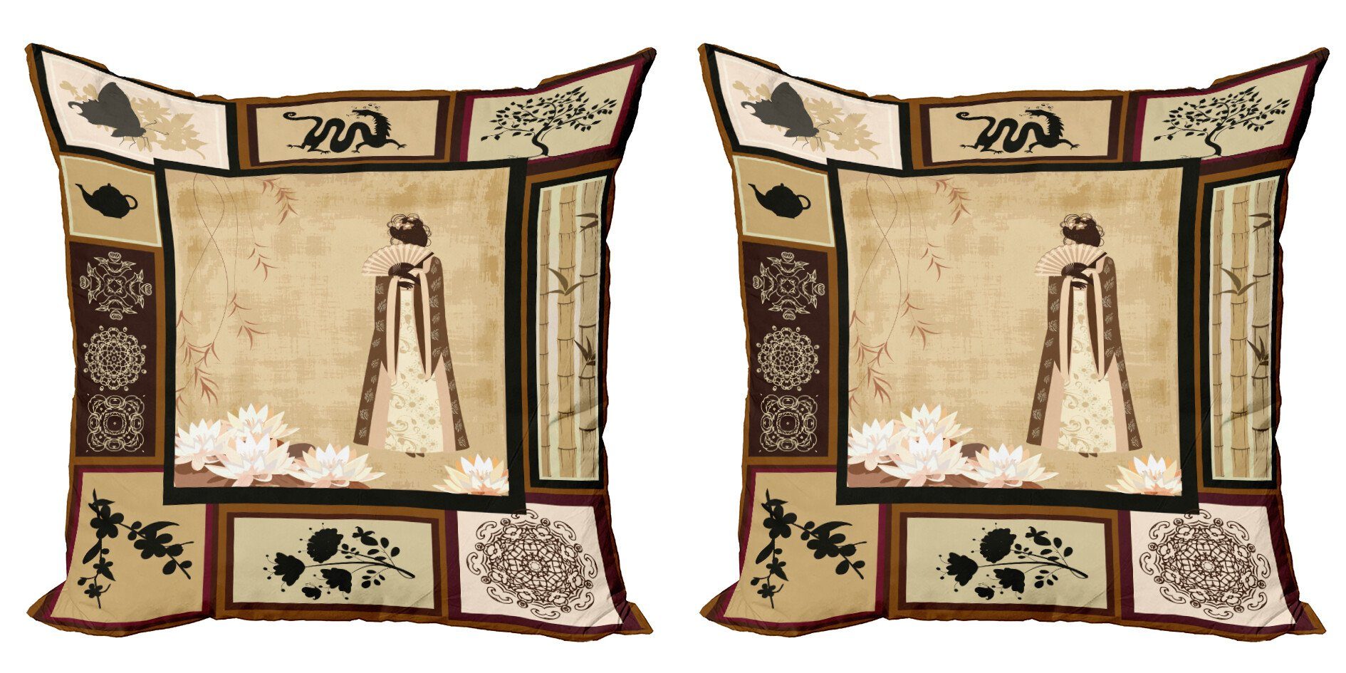 Kultur Stück), Mädchen im Abakuhaus (2 Digitaldruck, Kissenbezüge Doppelseitiger Modern Accent orientalisch Kleid