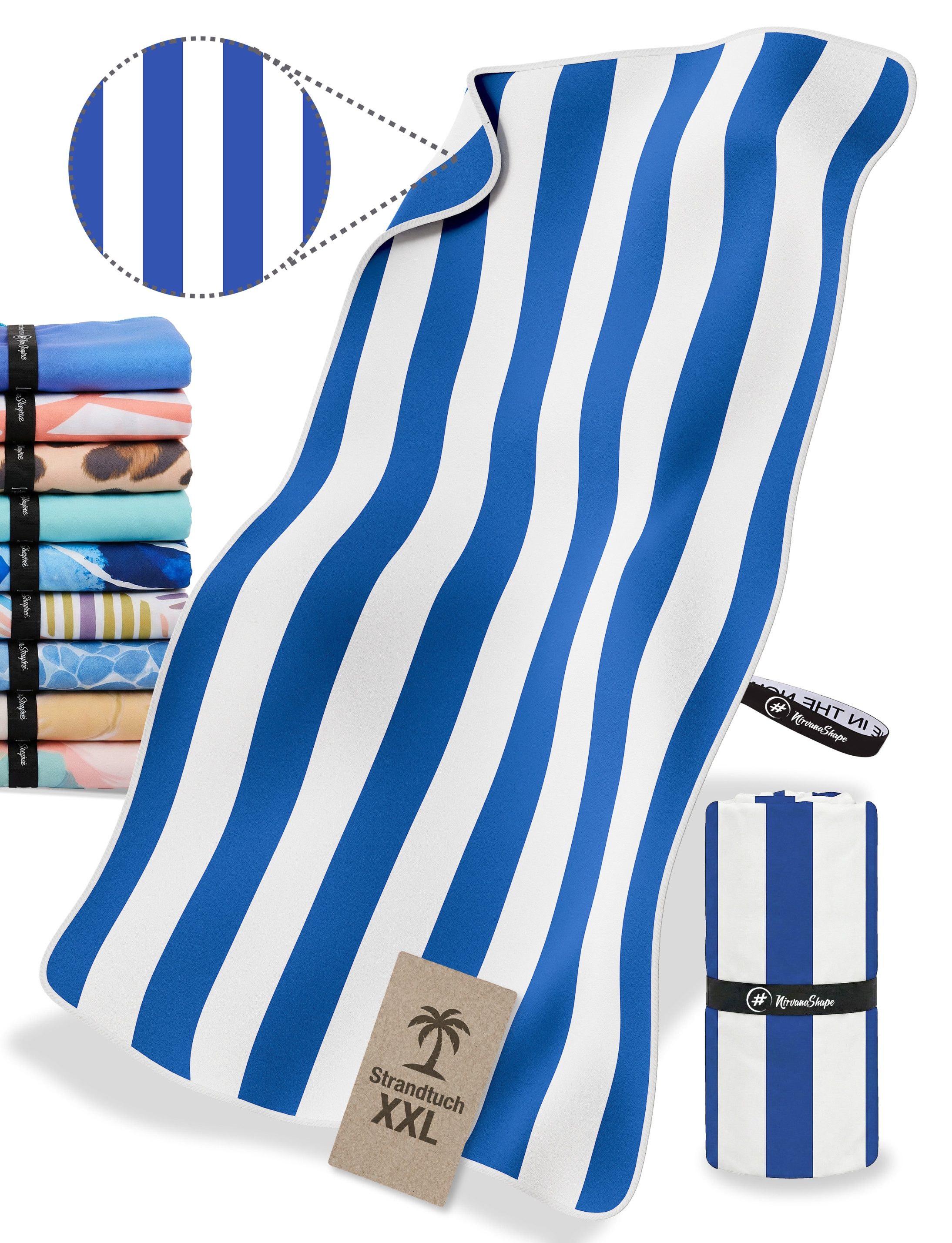 NirvanaShape Strandtuch Reise Handtuch Strandtuch XXL - Strandhandtuch, Mikrofaser Badetuch