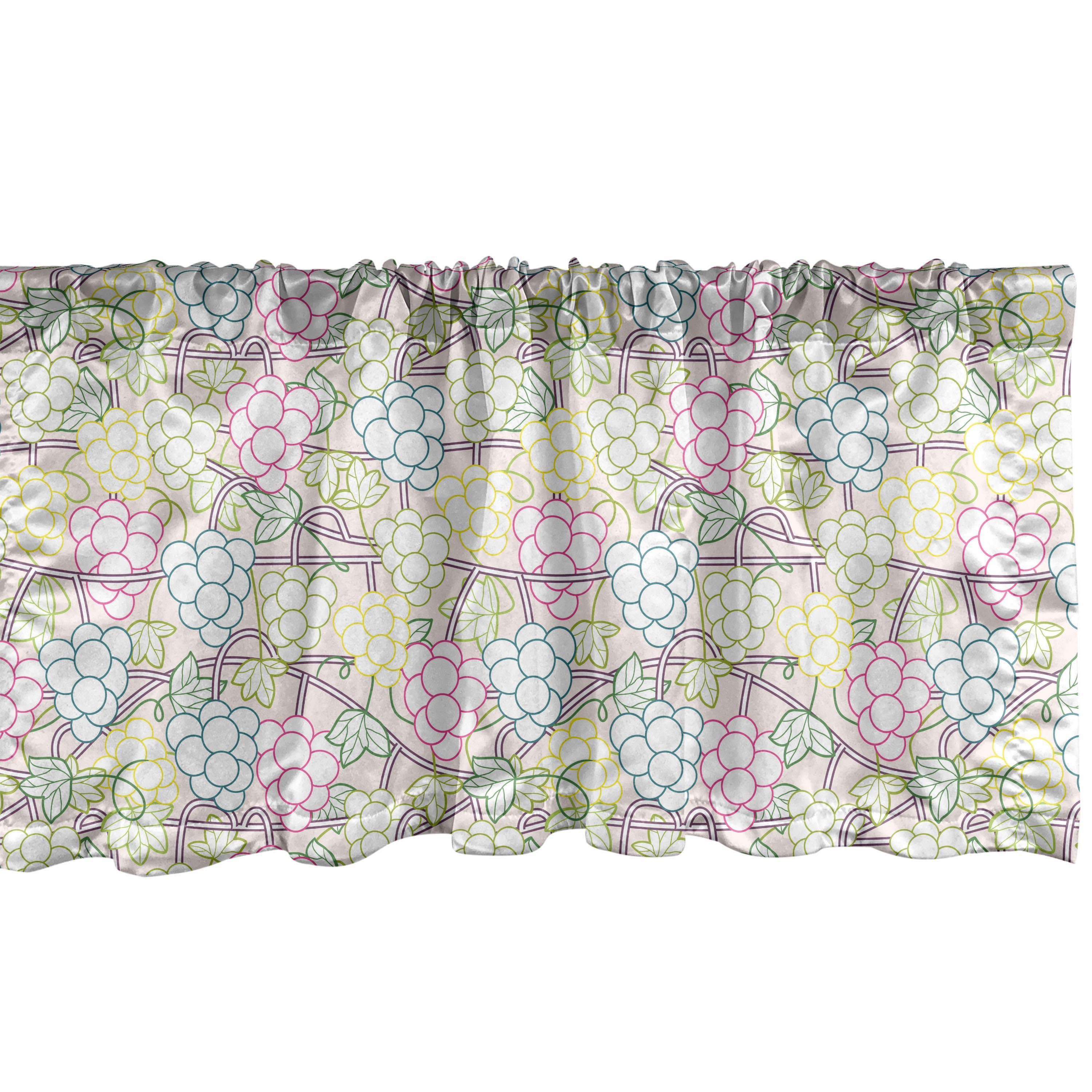 Scheibengardine Vorhang Volant für Küche Schlafzimmer Dekor mit Stangentasche, Abakuhaus, Microfaser, Trauben Früchte und Blätter auf Zweigen