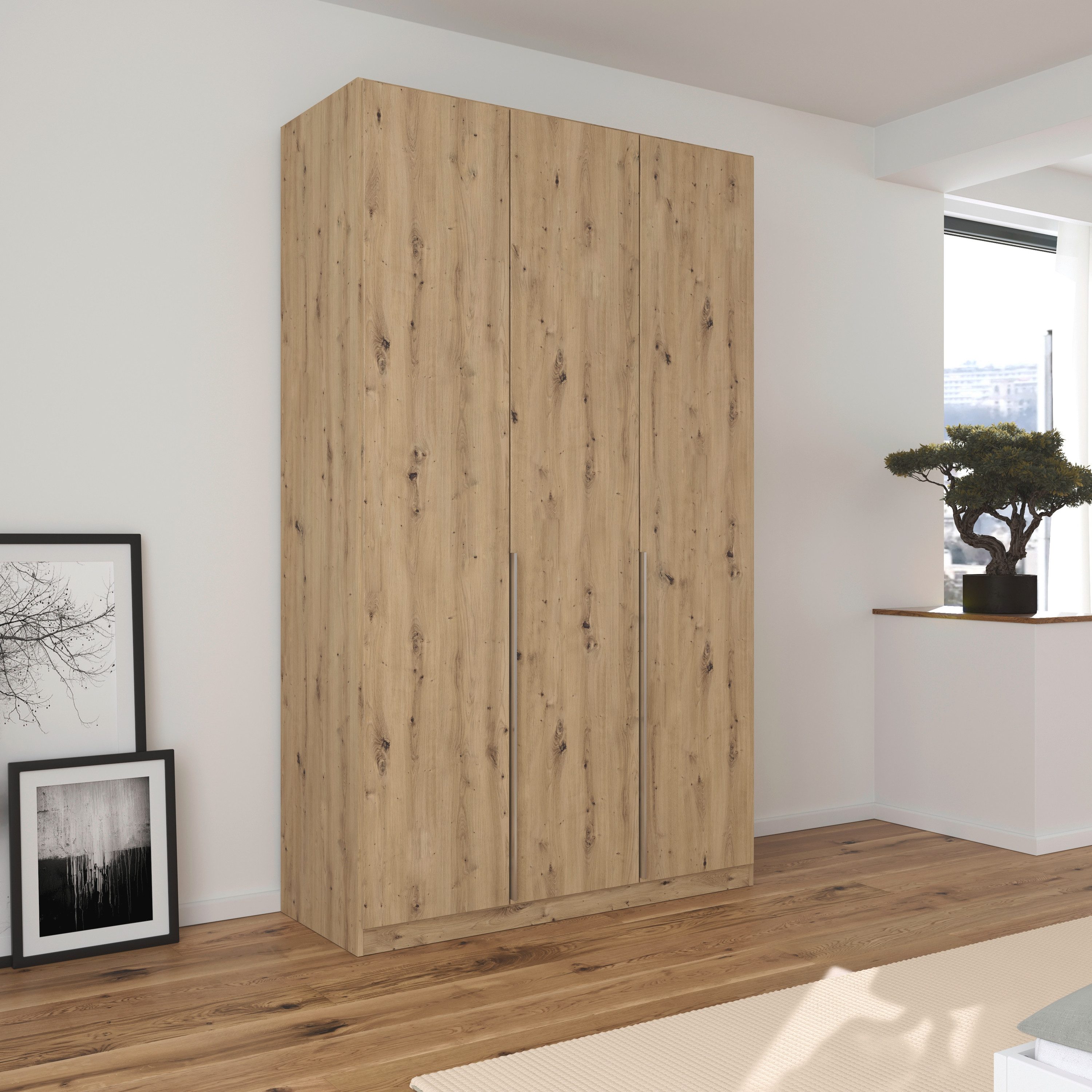 OTTO home Drehtürenschrank Kleiderschrank Schrank Garderobe AGORDO Schlafzimmer (in zwei Griff-Farben, Breiten 91-405 cm, Dekor- oder Hochglanzfront) durchdachte Innenausstattung, in 8 Breiten und 2 Höhen MADE IN GERMANY