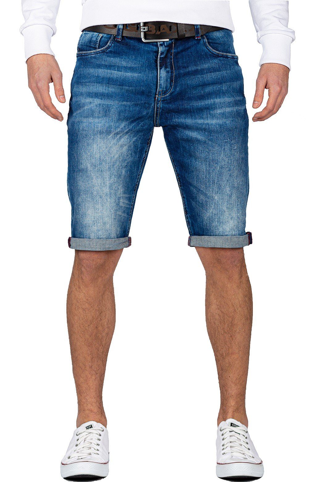 Cipo & Baxx Jeansshorts »Herren kurze Hose BA-CK184« Casual Shorts  gekrämpelt