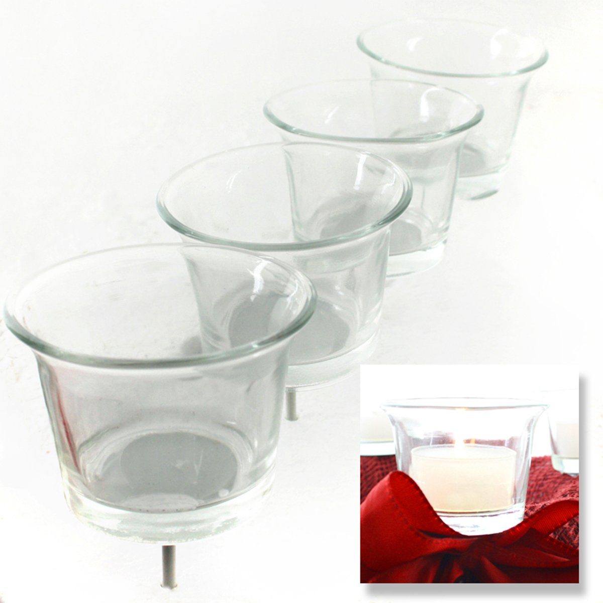 Kerzenständer 4-TLG. Set Adventskranz-Stecker aus Glas oder Metall