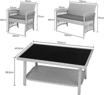 Femor Gartenlounge-Set, mit Sitzgruppe, 2-er Sofa, Singlestühle und Tisch