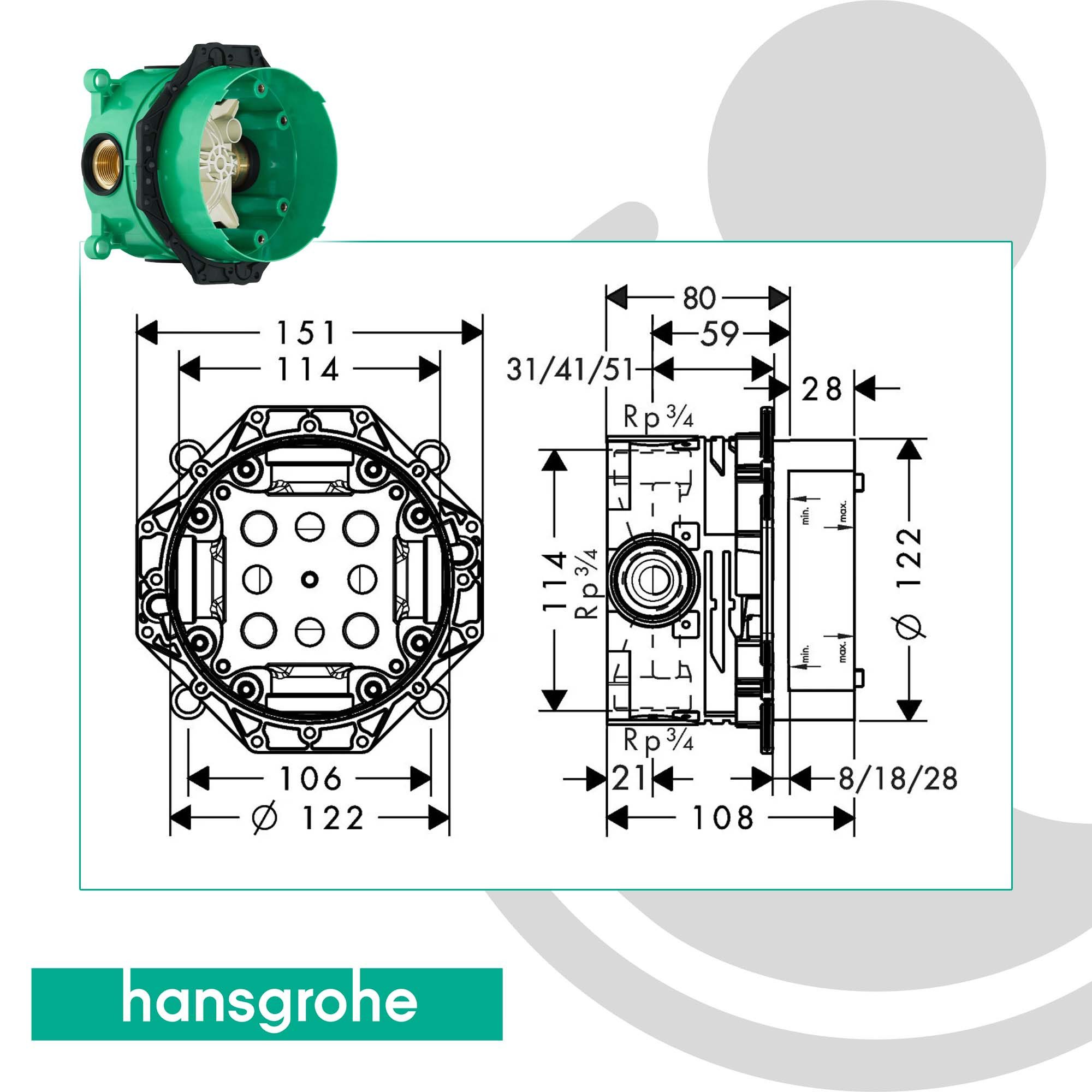 hansgrohe Badarmatur hansGrundkörper ibox universal - 01800180