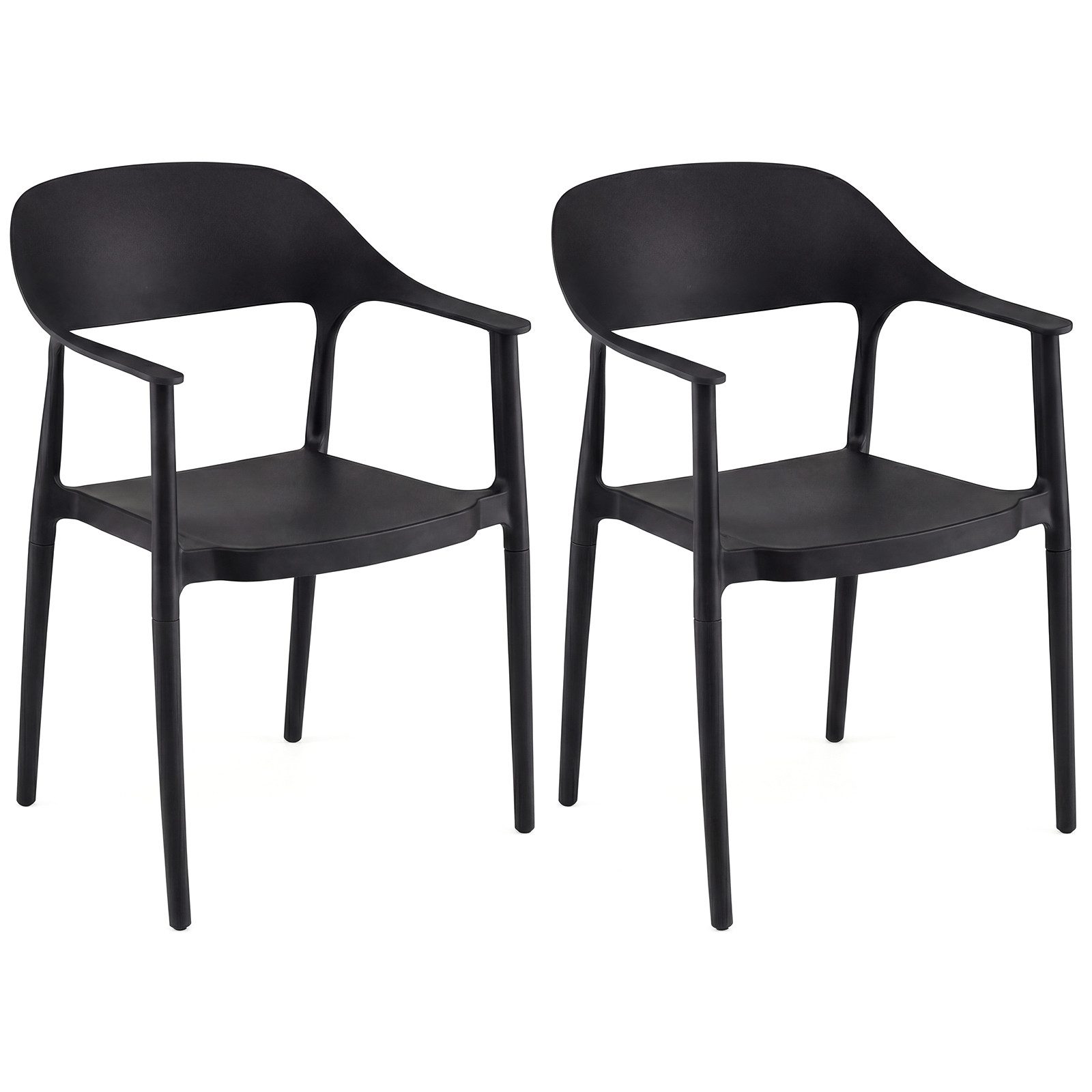 COSTWAY Esszimmerstuhl (2 St), KuchenstuhlI mit armlehne, Stapelstuhl für Esszimmer