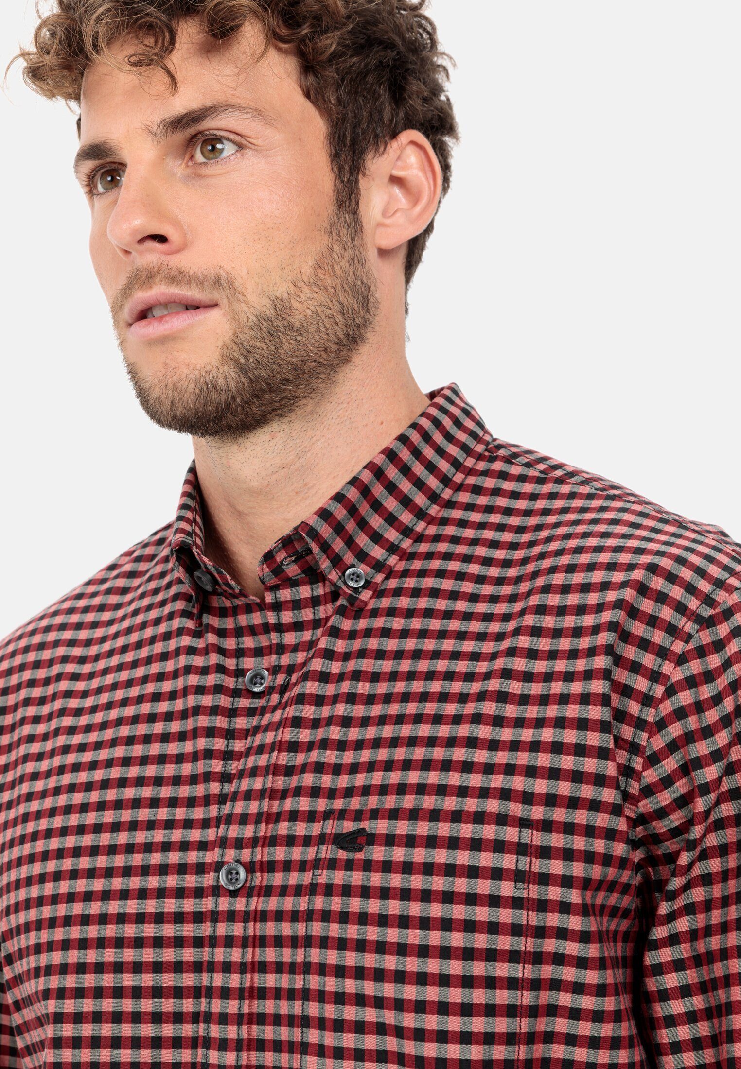 camel active Karohemd aus reiner Baumwolle Langarm Button-Down Button-Down