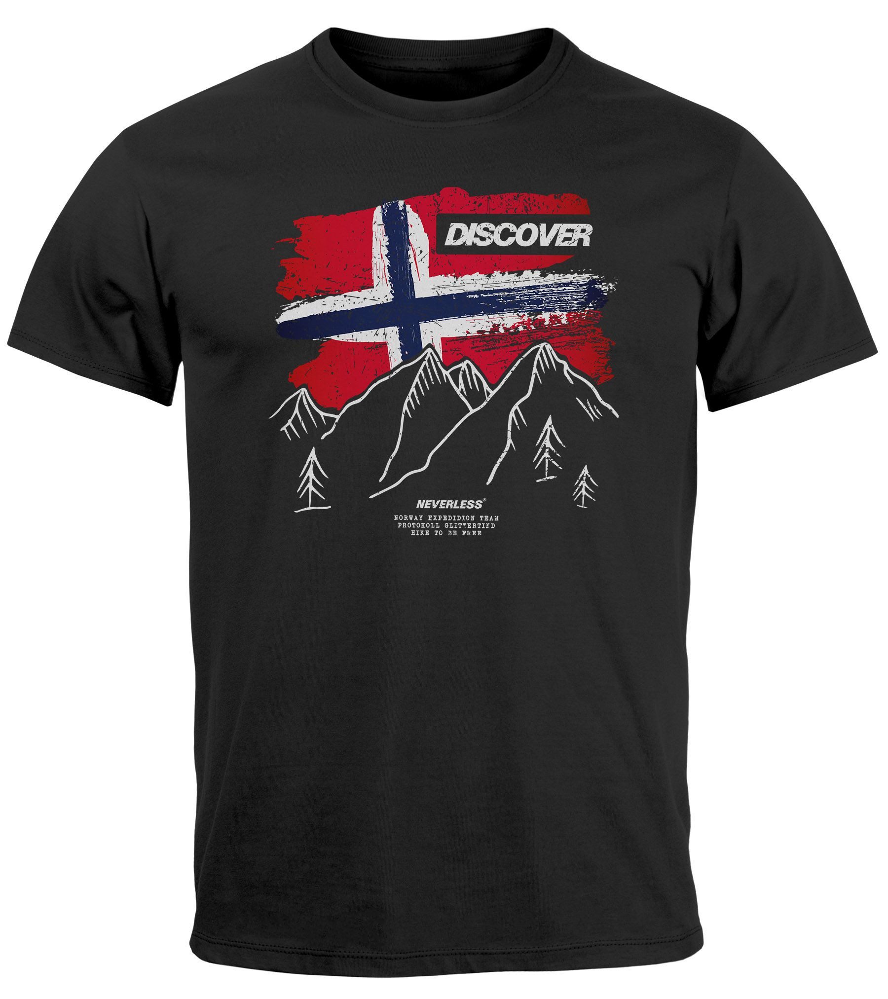 Neverless Print-Shirt Herren T-Shirt Norwegen Flagge günstig online kaufen