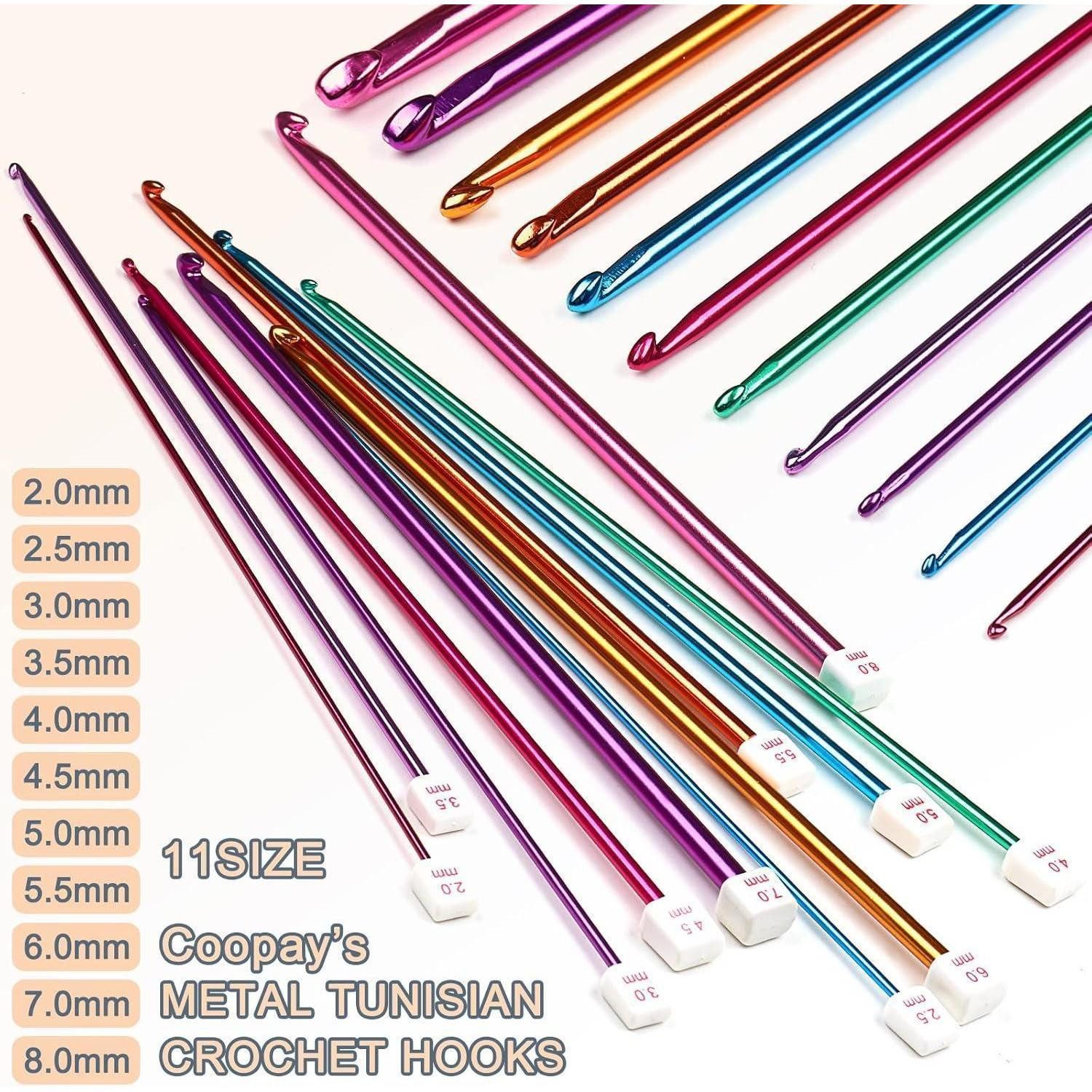 LuxusKollektion Häkelnadeln 11er Set Bunt Aluminium Tunesische Häkelnadeln 2,0-8,0 mm, 11 St. – Bild 4 von 5