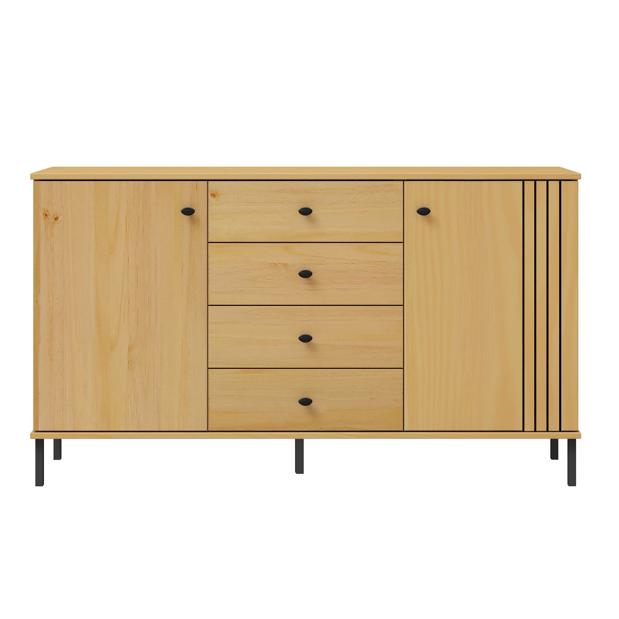 BxHxT Woodroom 140x80x40 cm lackiert, eichefarbig Sevilla, massiv Kiefer Sideboard