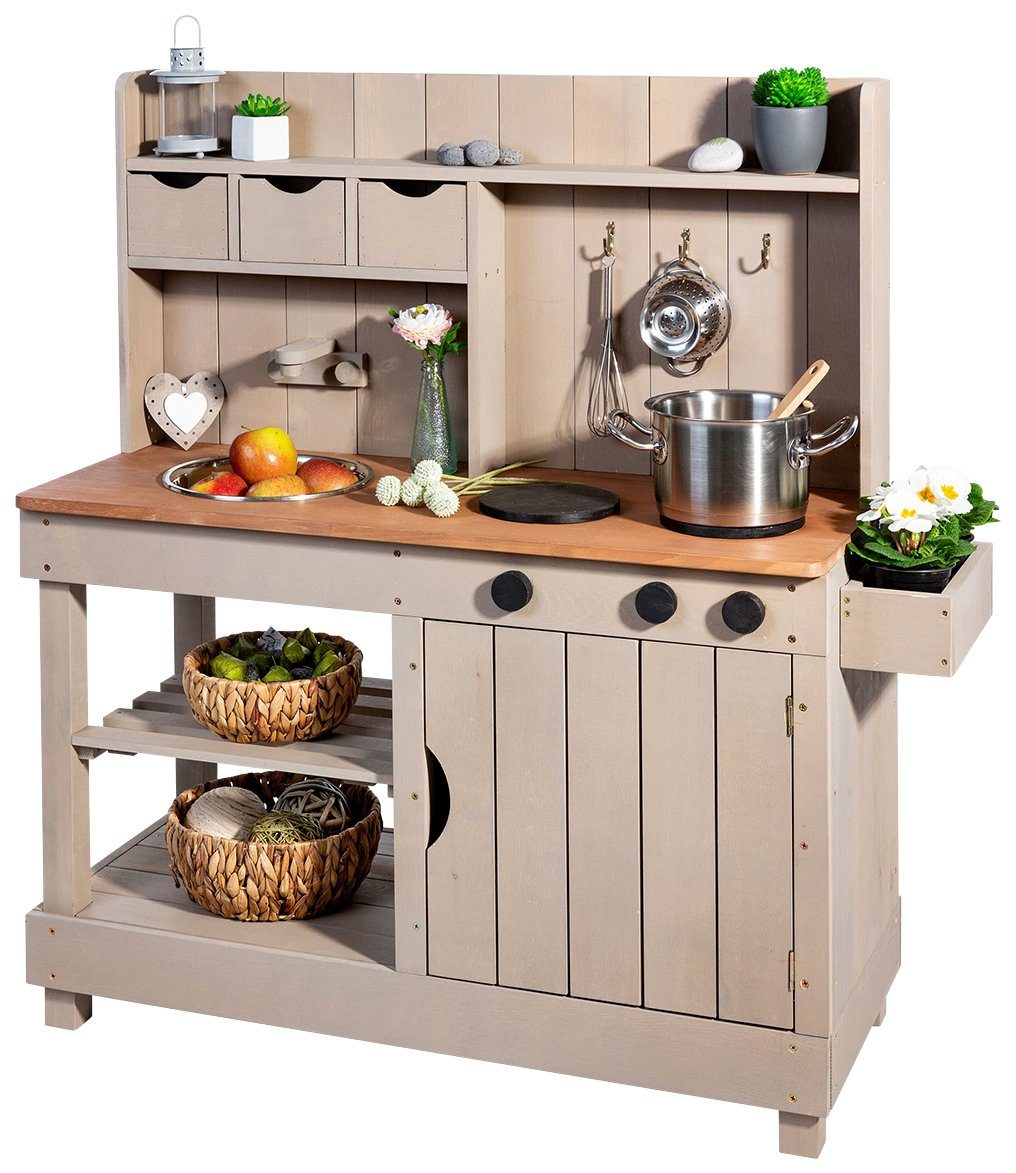 MUDDY BUDDY® Outdoor-Spielküche Explorer Holz, Matschküche, warmgrau, FSC® günstig online kaufen