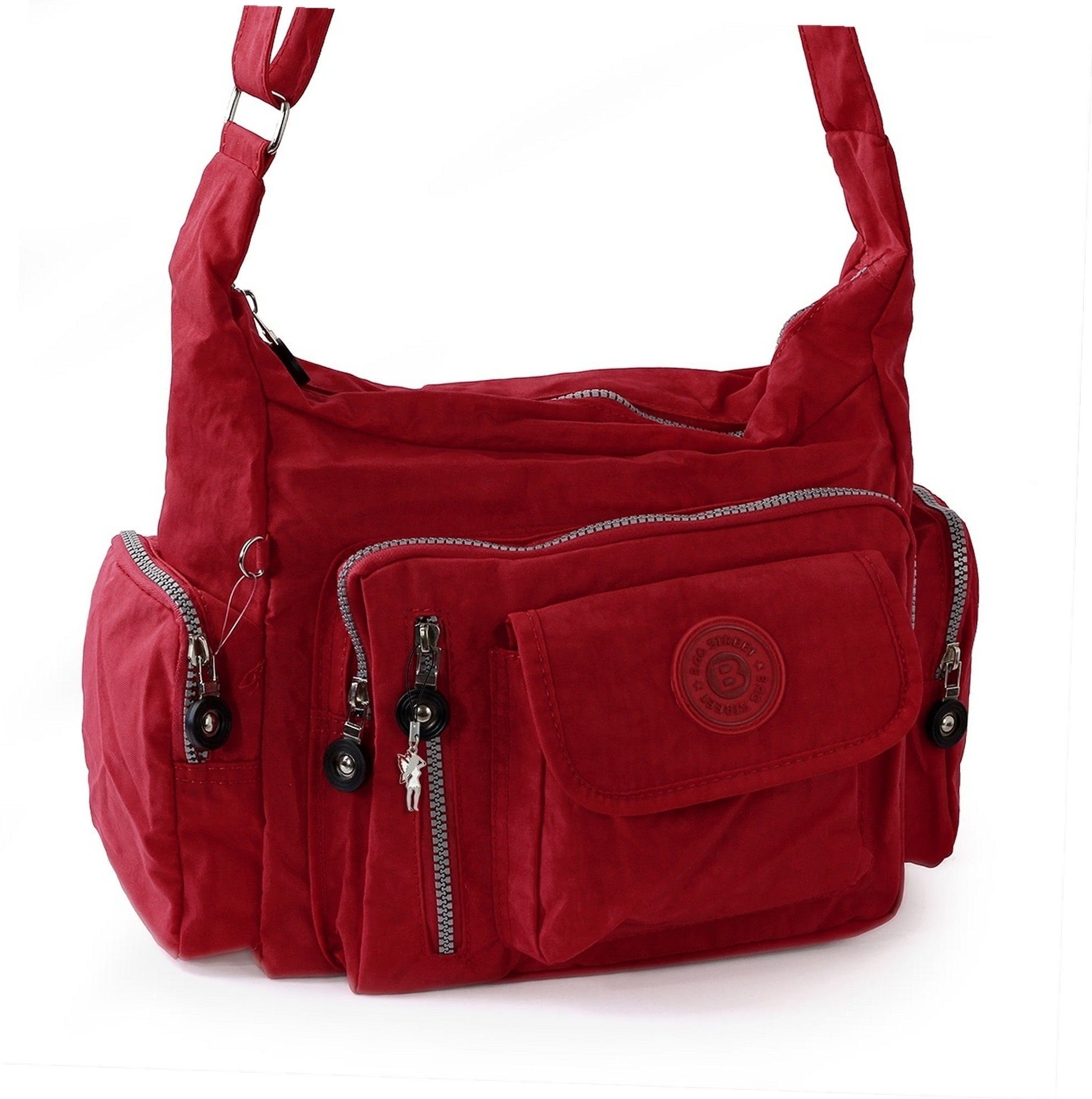 Nylon STREET strapazierfähiges BAG Schultertasche Jugend (Schultertasche, Damenhandtasche Tasche Bag Textilnylon Damen, rot Street Schultertasche), Tasche