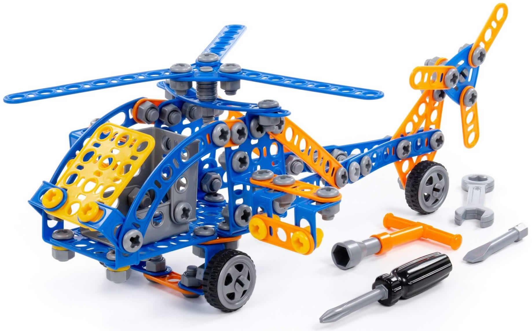 Polesie Konstruktionsset Helikopter 232-tlg mit Bauteilen Werkzeug Anleitung Konstruktions-Spielset, (232 St)