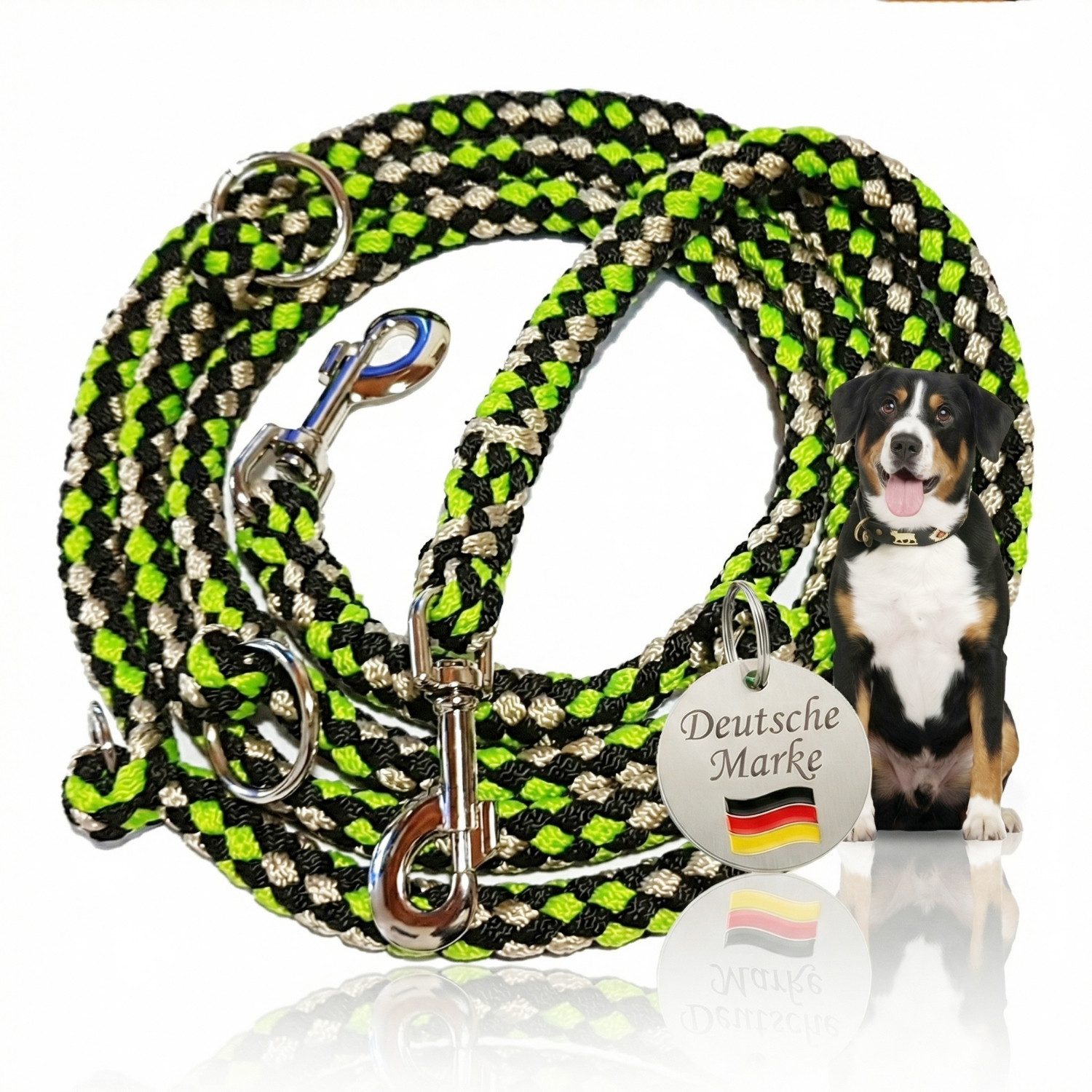 Activity4Dogs Hundeleine große Hunde bis 60 kg, mehrfarbig geflochten, 4-fach verstellbar, 3 m, auch als Doppelleine für 2 Hunde, Premium Qualität aus Deutschland