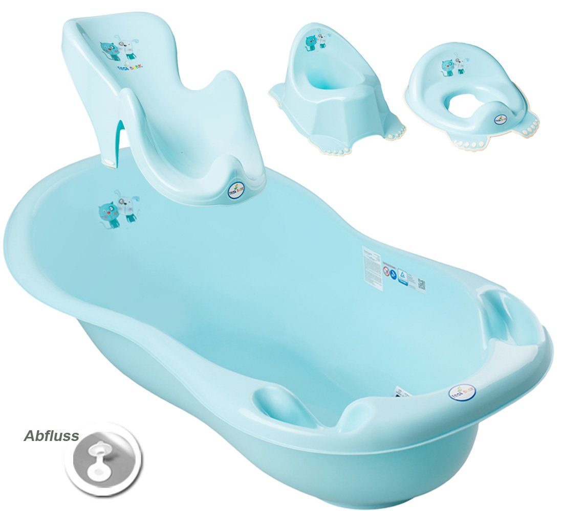 Pflege Badesitz cm Wc Babybadeset Baden, ** - 84 Tega-Baby & +Topf TEILE (Made Wanne 4 Babybadewanne Aufsatz + Blau in Set ** Premium.set), Wanne Europe CAT + DOG