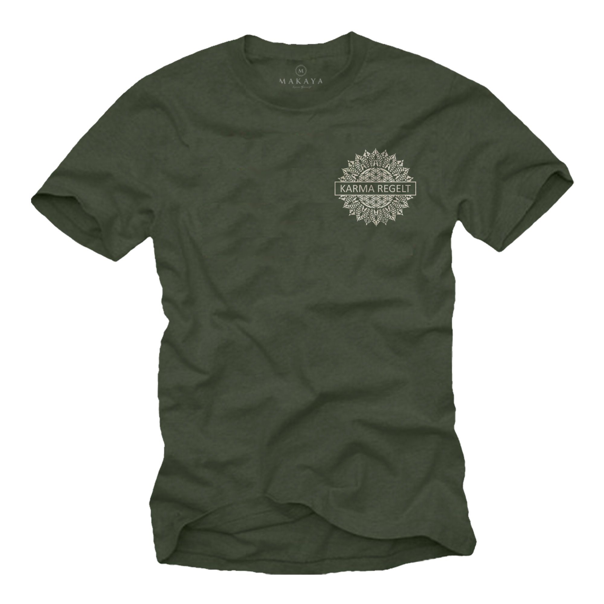 MAKAYA T-Shirt mit Rücken Druck Herren Lustig Spruch Karma Regelt Esoterik Geschenke Rückenprint