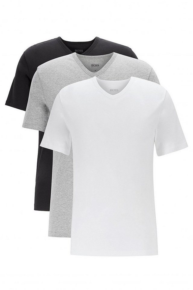 BOSS Unterziehshirt V-Neck (Dreierpack, 3-St., 3er-Pack) Herren Shirt  Kurzarm aus reiner Baumwolle im Dreierpack, Täglicher Luxus, modern &  zeitlos zugleich - einfach