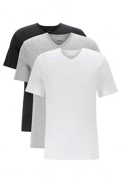 BOSS Unterziehshirt V-Neck (Dreierpack, 3-St., 3er-Pack) Herren Shirt Kurzarm aus reiner Baumwolle im Dreierpack