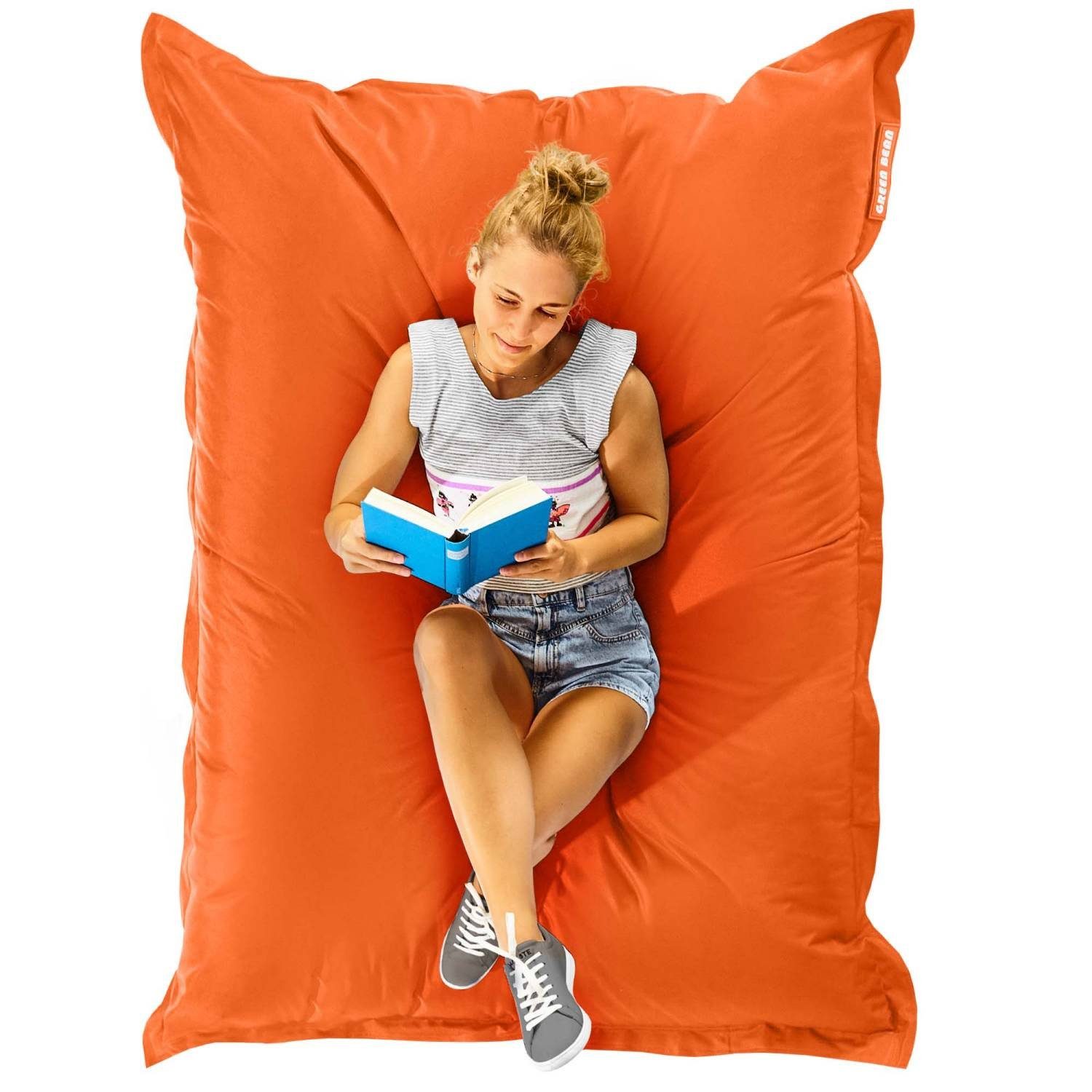 Green Bean Sitzsack Square (XXL Riesensitzsack 140x180cm 380 Liter Kinder & Erwachsene Bean Bag EPS Perlen Füllung, Groß Draußen Outdoor Liegekissen), Waschbar Wetterfest Lounge Sitzkissen Bodenkissen